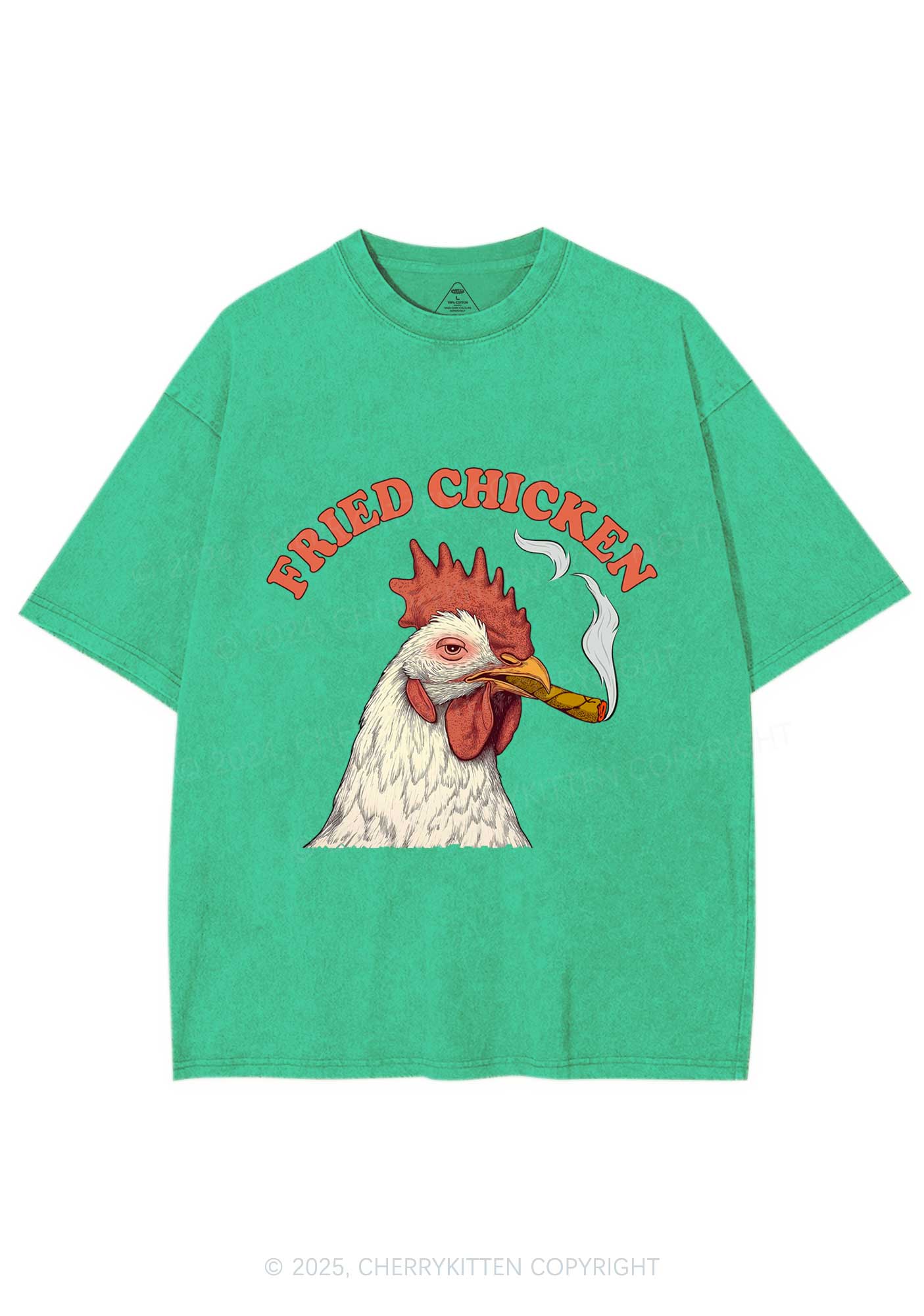 Fried Chicken Y2K Shirts Washed Tee Cherrykitten - Image 6