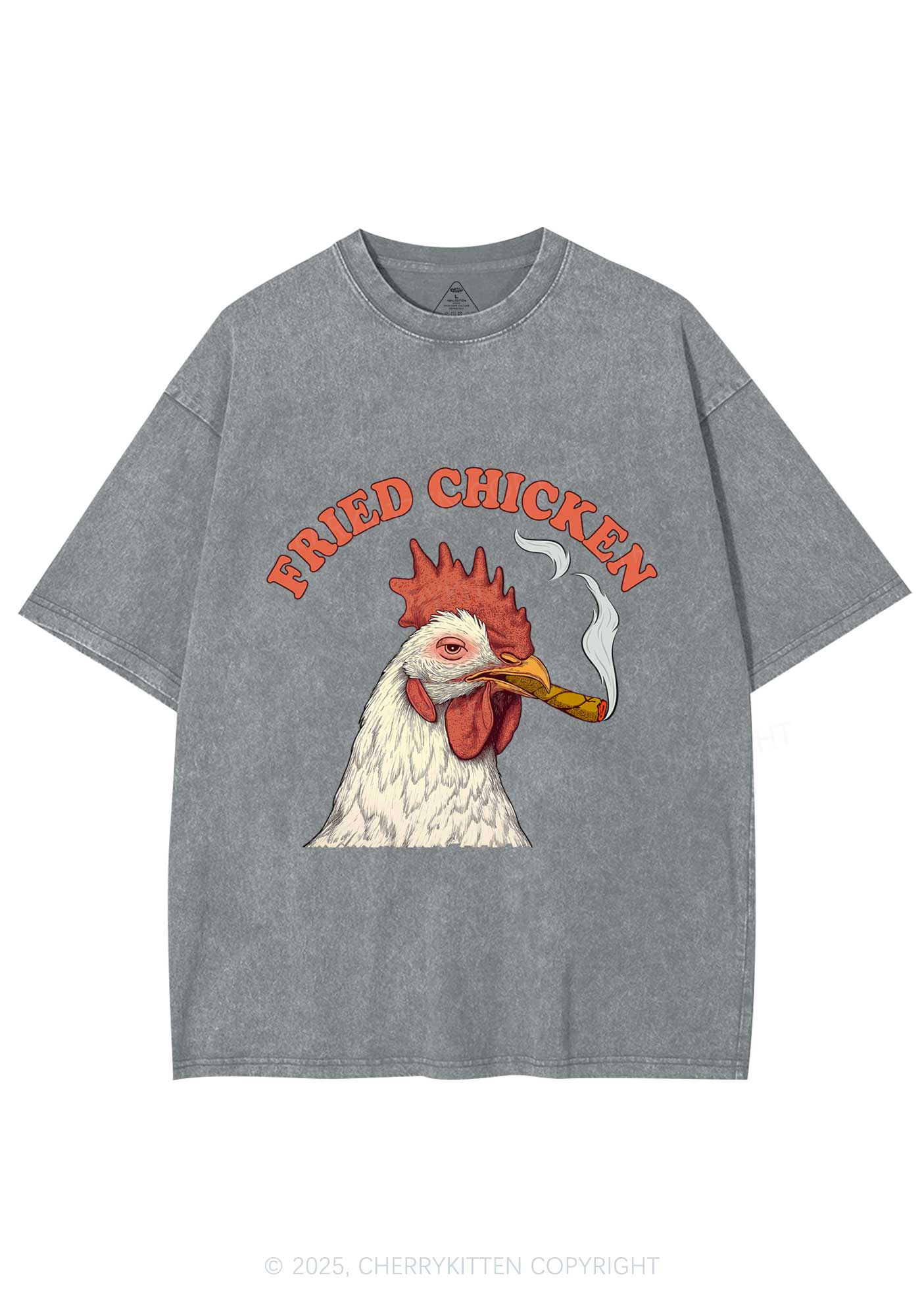 Fried Chicken Y2K Shirts Washed Tee Cherrykitten - Image 7
