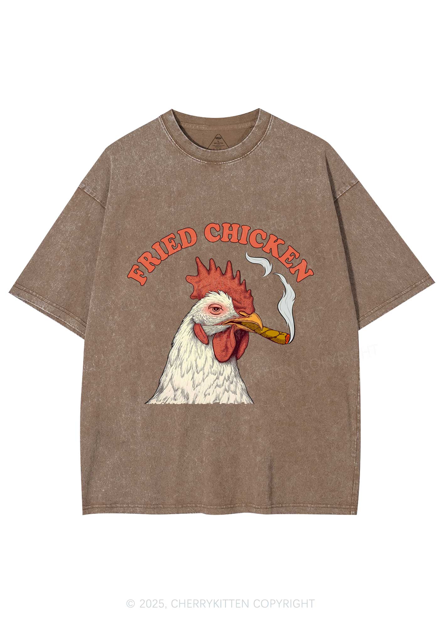 Fried Chicken Y2K Shirts Washed Tee Cherrykitten - Image 8
