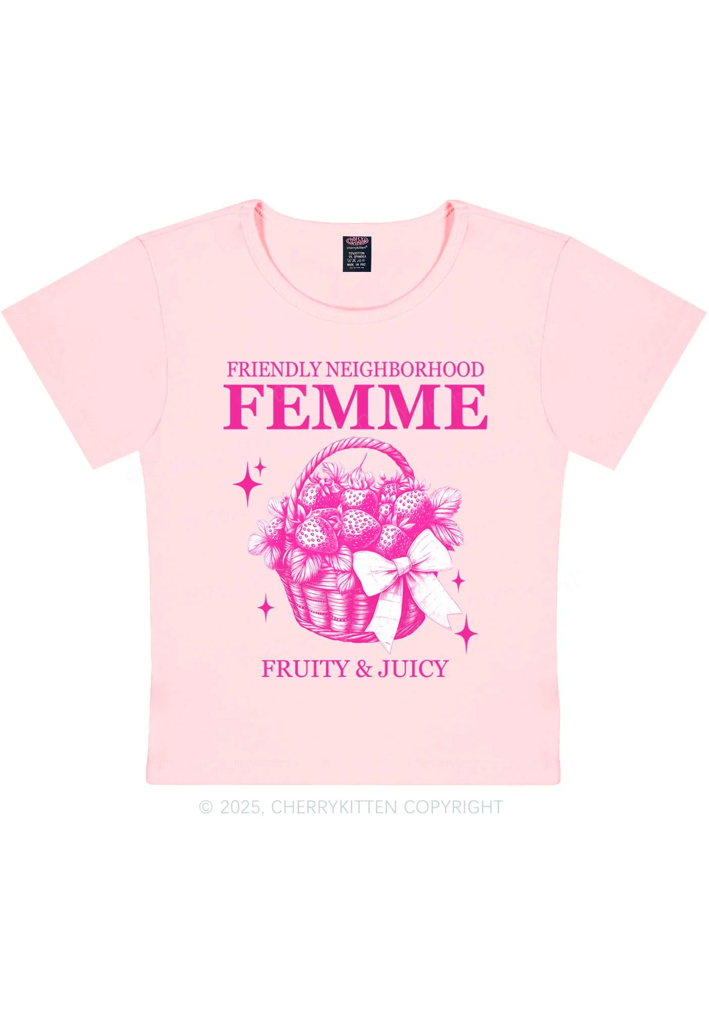 Friendly Neighborhood Femme Y2K Baby Tee Cherrykitten - Image 10