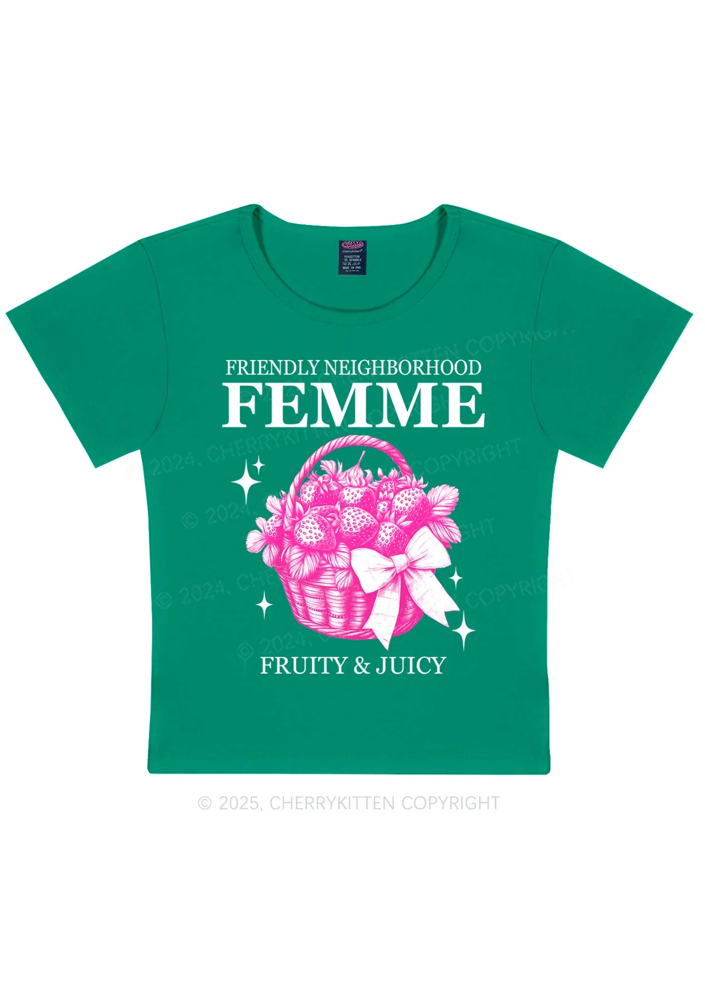 Friendly Neighborhood Femme Y2K Baby Tee Cherrykitten - Image 11