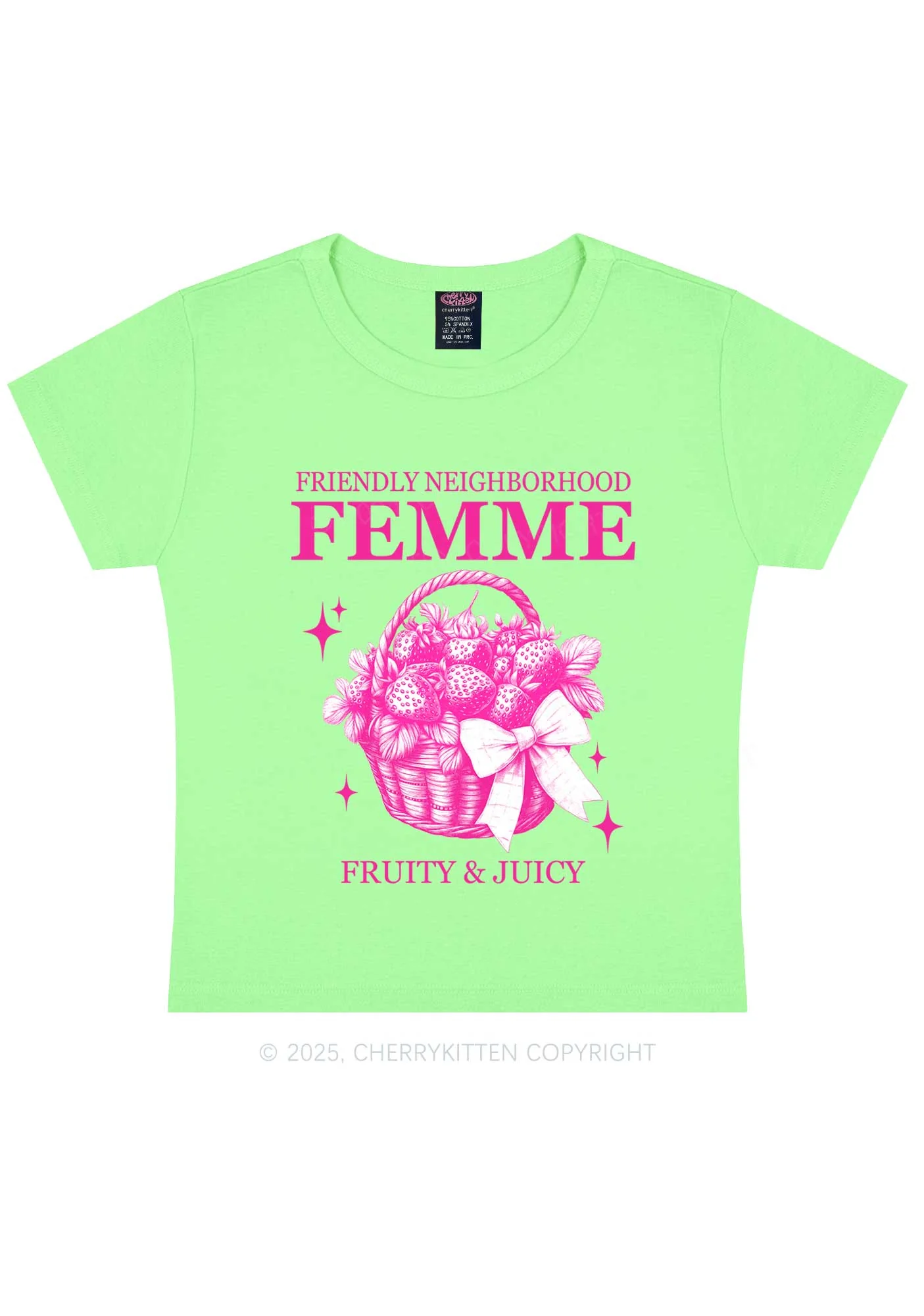 Friendly Neighborhood Femme Y2K Baby Tee Cherrykitten - Image 12