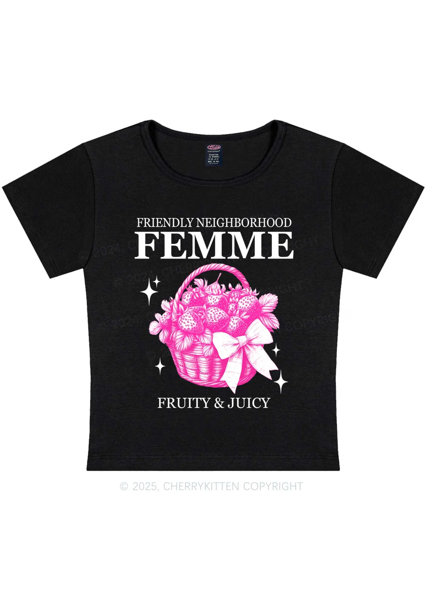 Friendly Neighborhood Femme Y2K Baby Tee Cherrykitten - Image 3