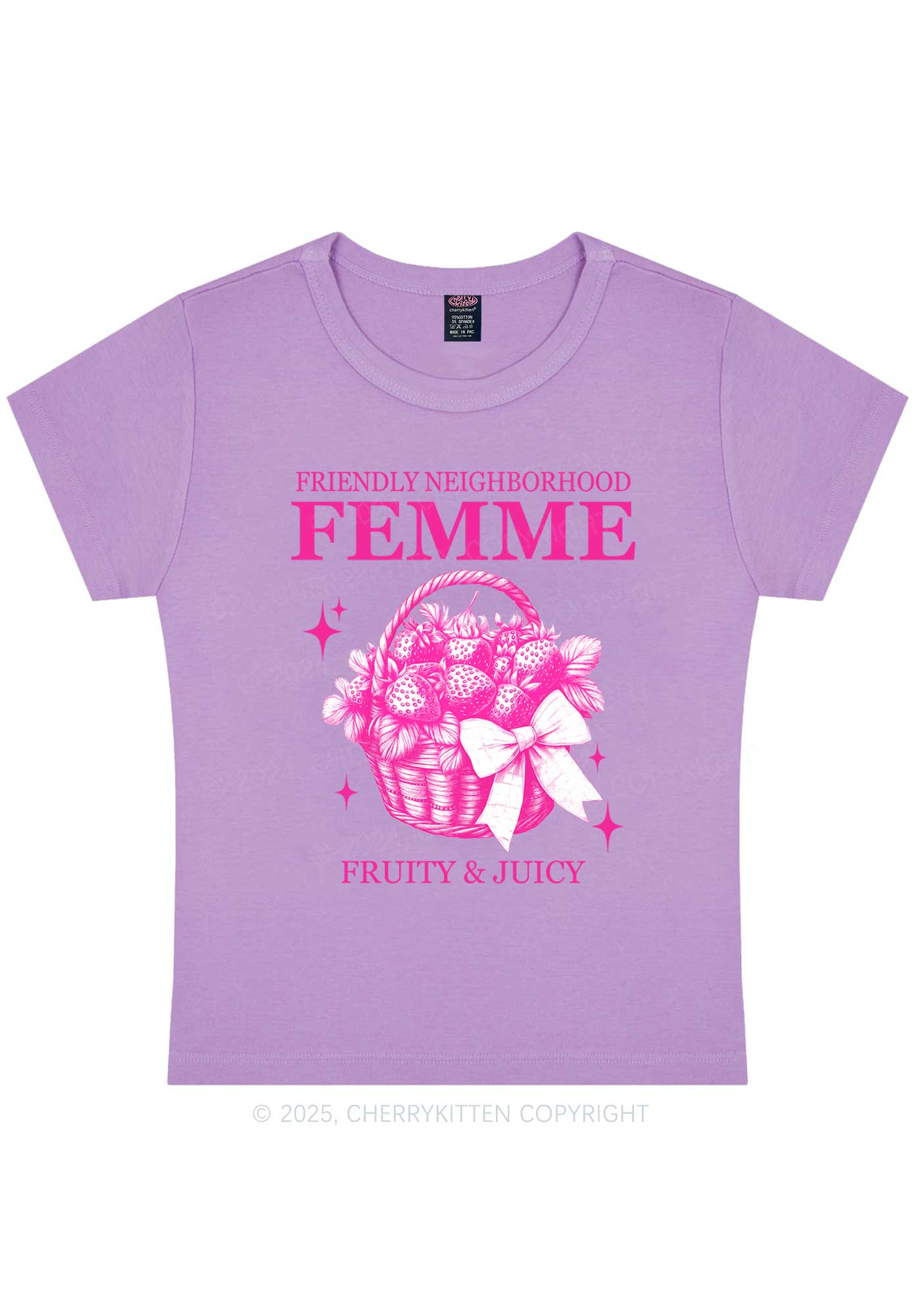 Friendly Neighborhood Femme Y2K Baby Tee Cherrykitten - Image 4