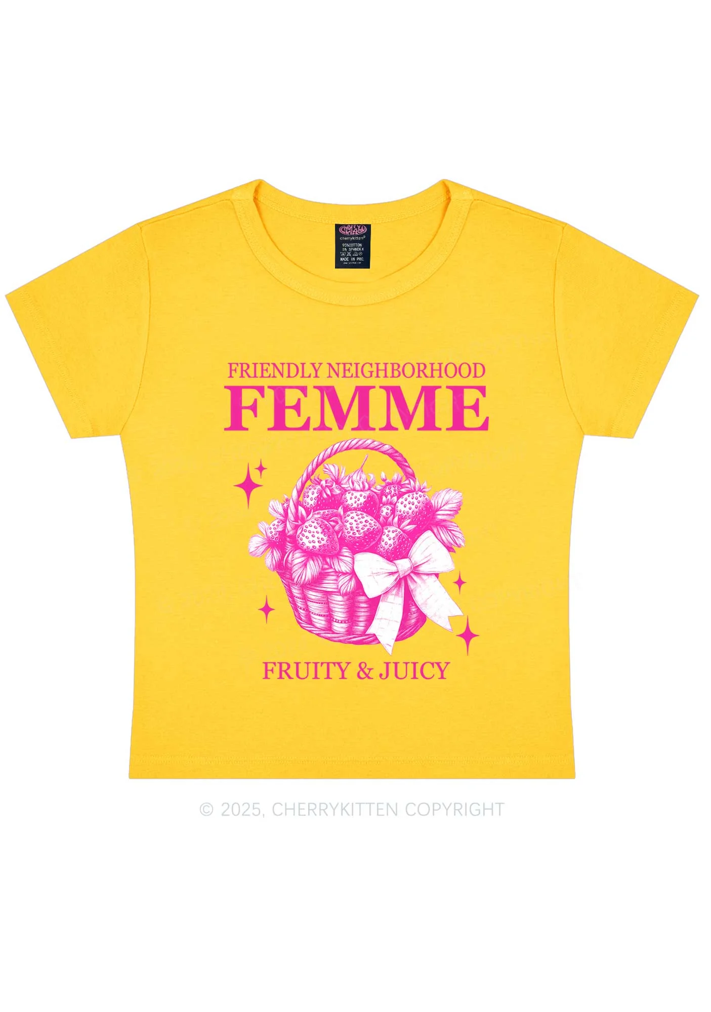 Friendly Neighborhood Femme Y2K Baby Tee Cherrykitten - Image 6