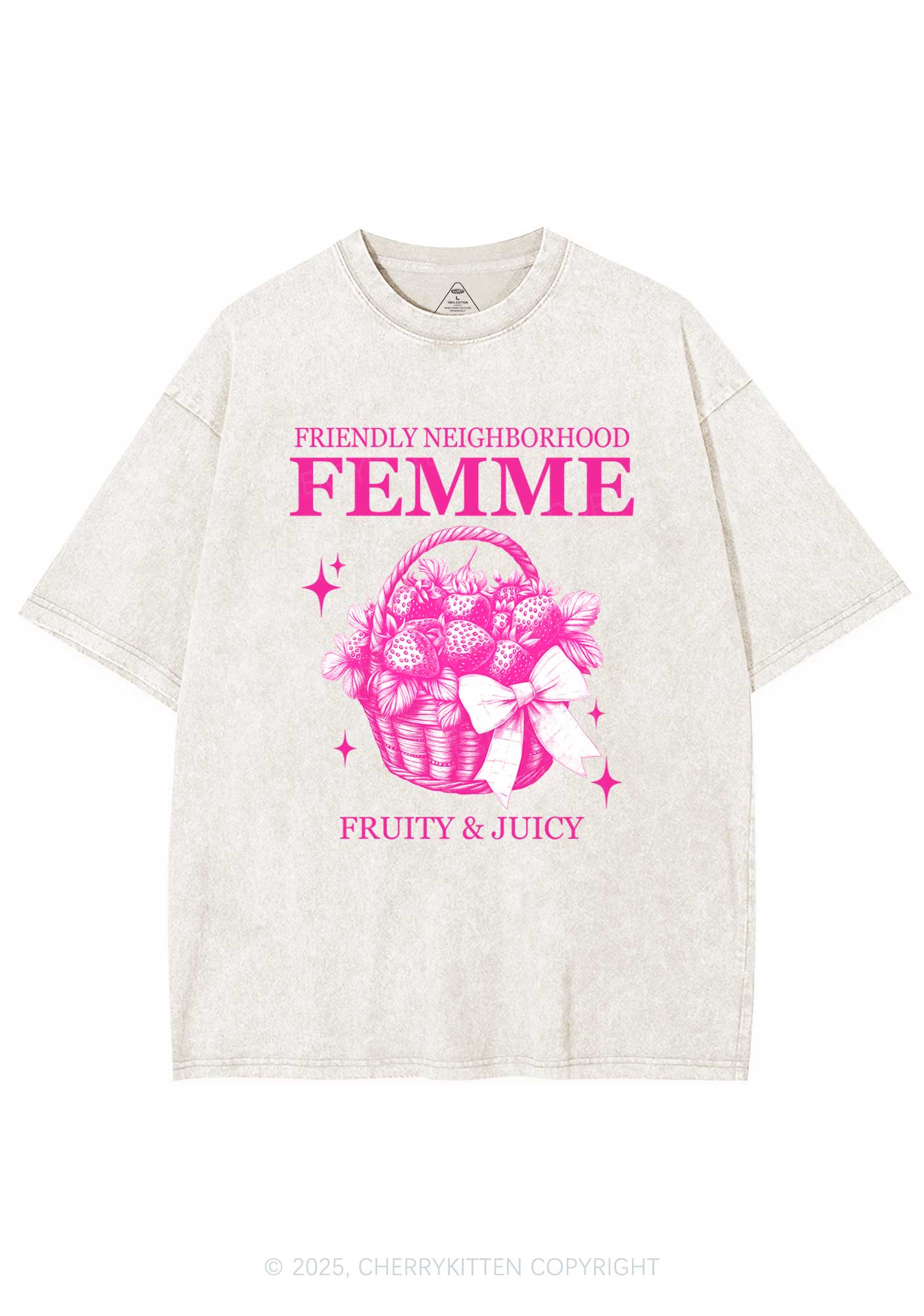 Friendly Neighborhood Femme Y2K Shirts Washed Tee Cherrykitten - Image 3
