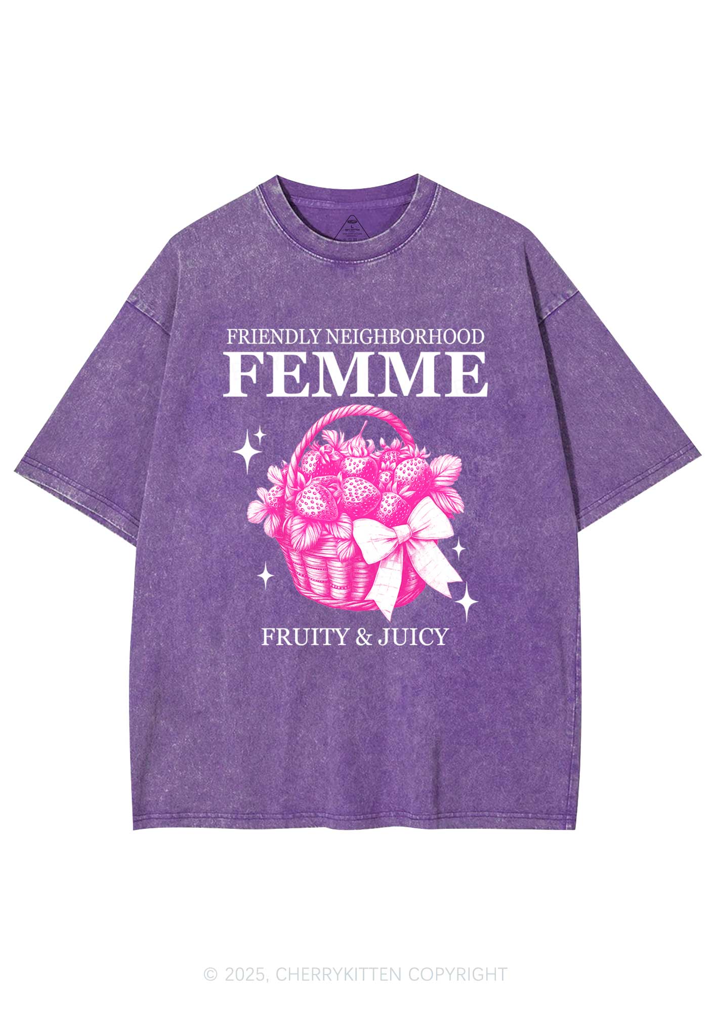 Friendly Neighborhood Femme Y2K Shirts Washed Tee Cherrykitten - Image 5