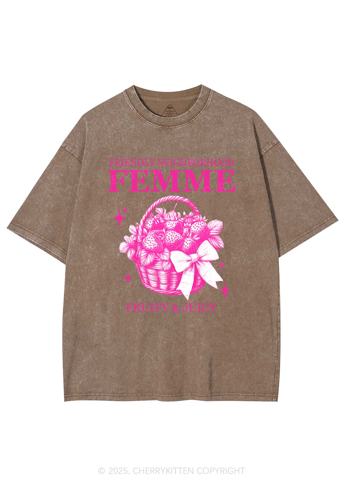 Friendly Neighborhood Femme Y2K Shirts Washed Tee Cherrykitten - Image 6