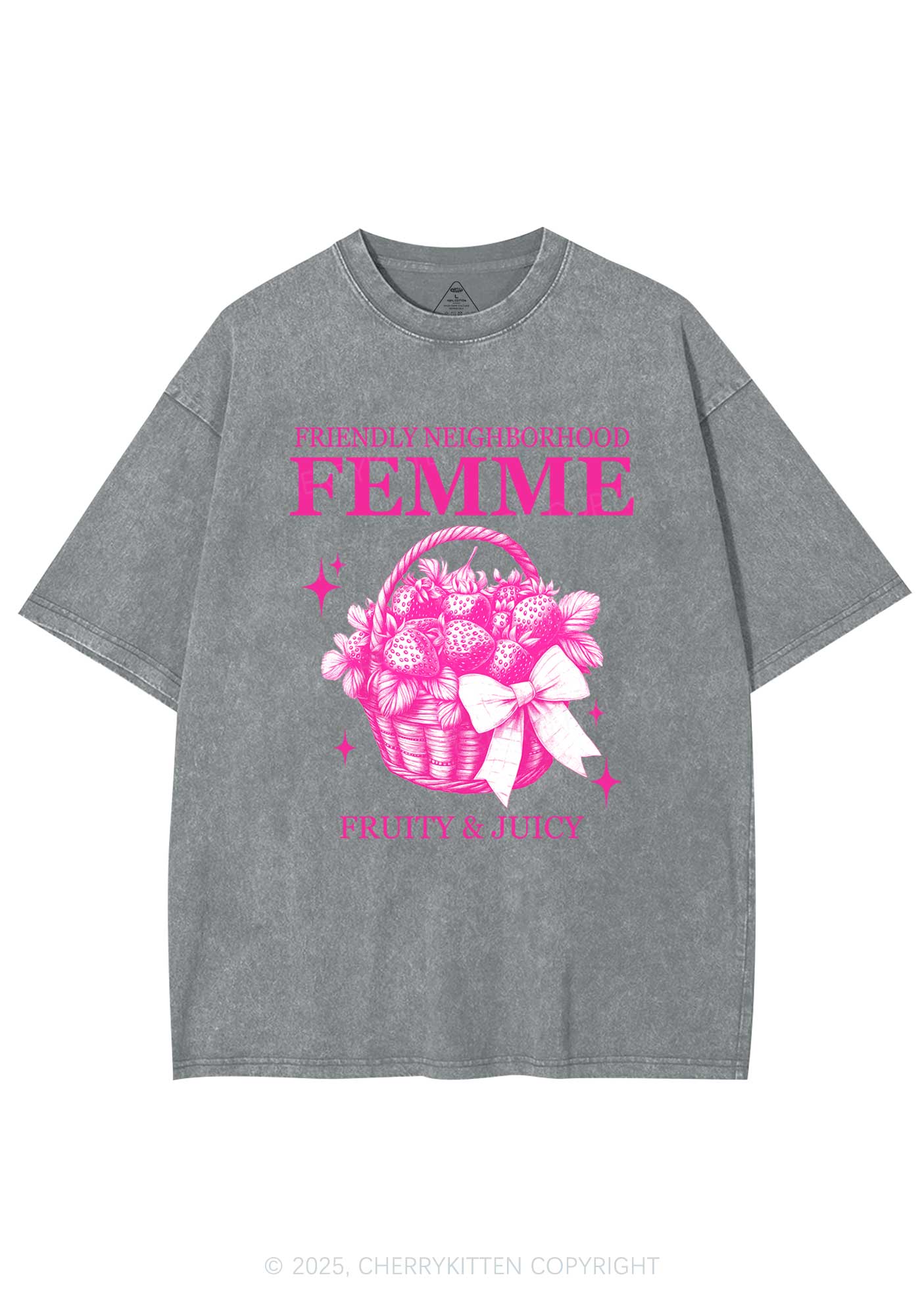 Friendly Neighborhood Femme Y2K Shirts Washed Tee Cherrykitten - Image 7