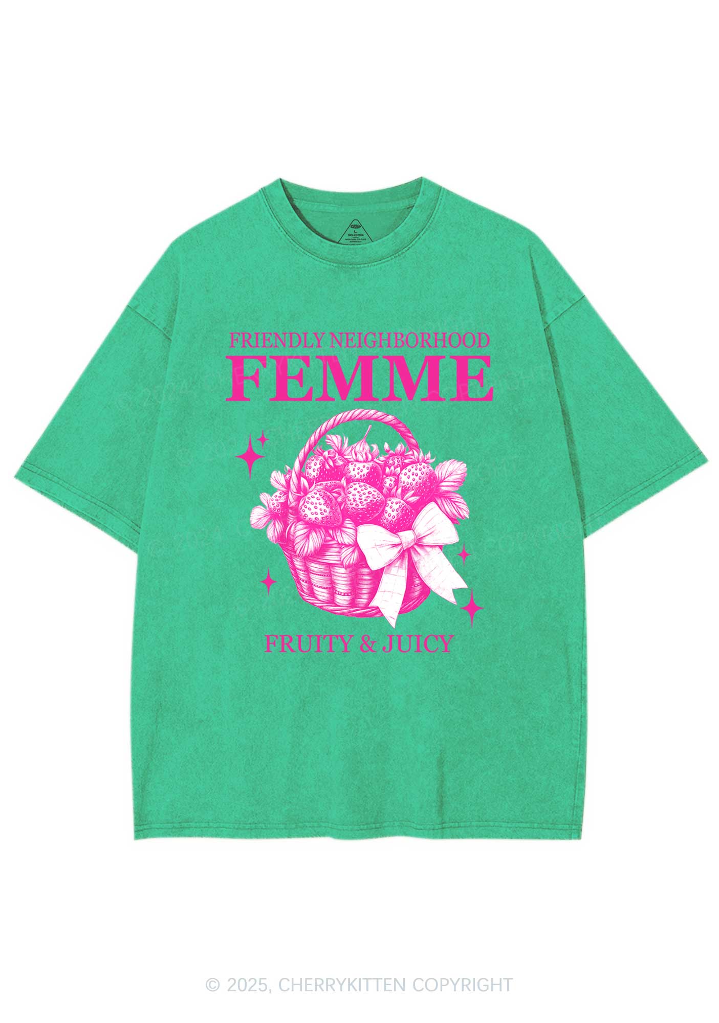 Friendly Neighborhood Femme Y2K Shirts Washed Tee Cherrykitten - Image 8
