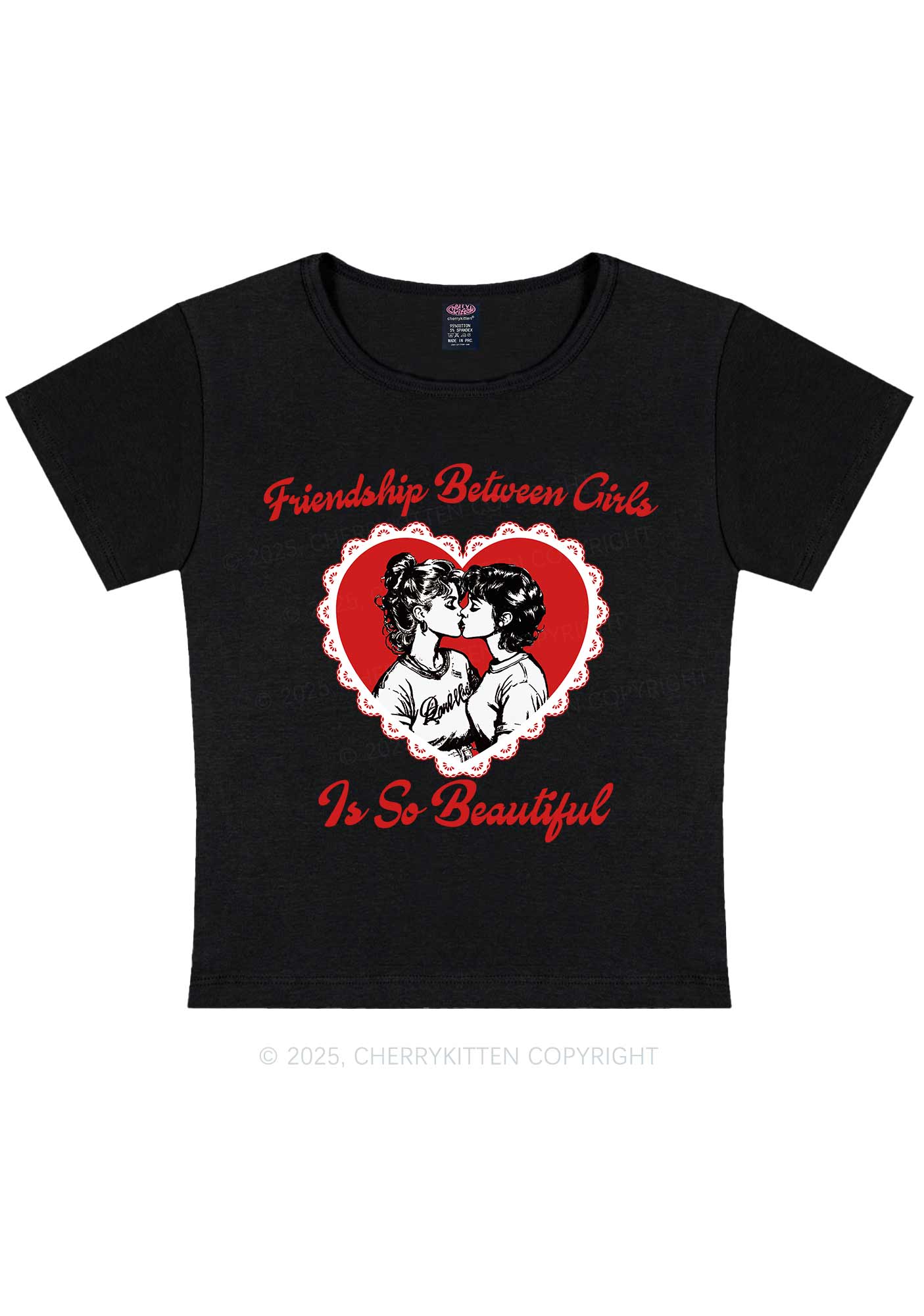 Friendship Between Girls Pride Y2K Baby Tee Cherrykitten - Image 4