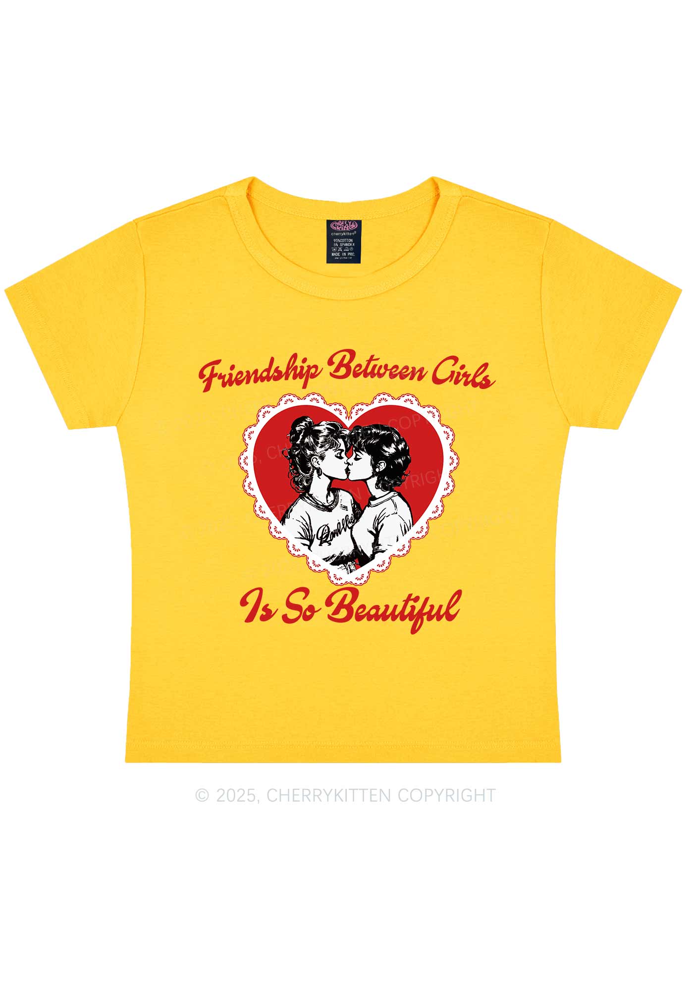 Friendship Between Girls Pride Y2K Baby Tee Cherrykitten - Image 5