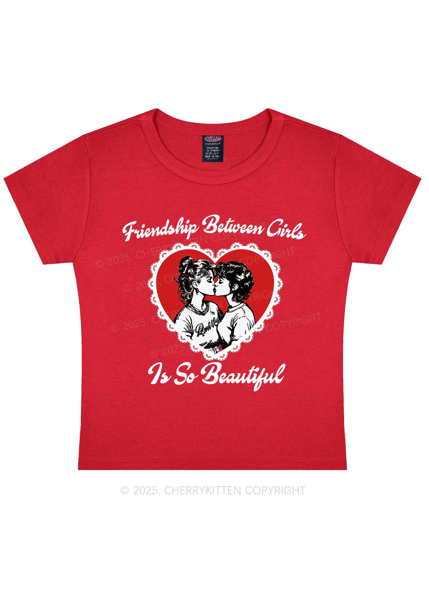 Friendship Between Girls Pride Y2K Baby Tee Cherrykitten - Image 6