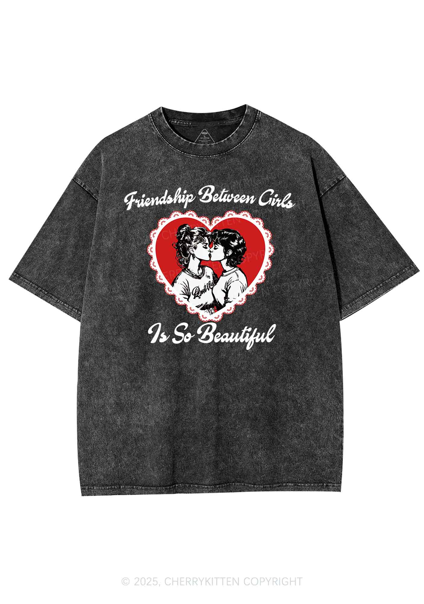 Friendship Between Girls Pride Y2K Shirts Washed Tee Cherrykitten - Image 3