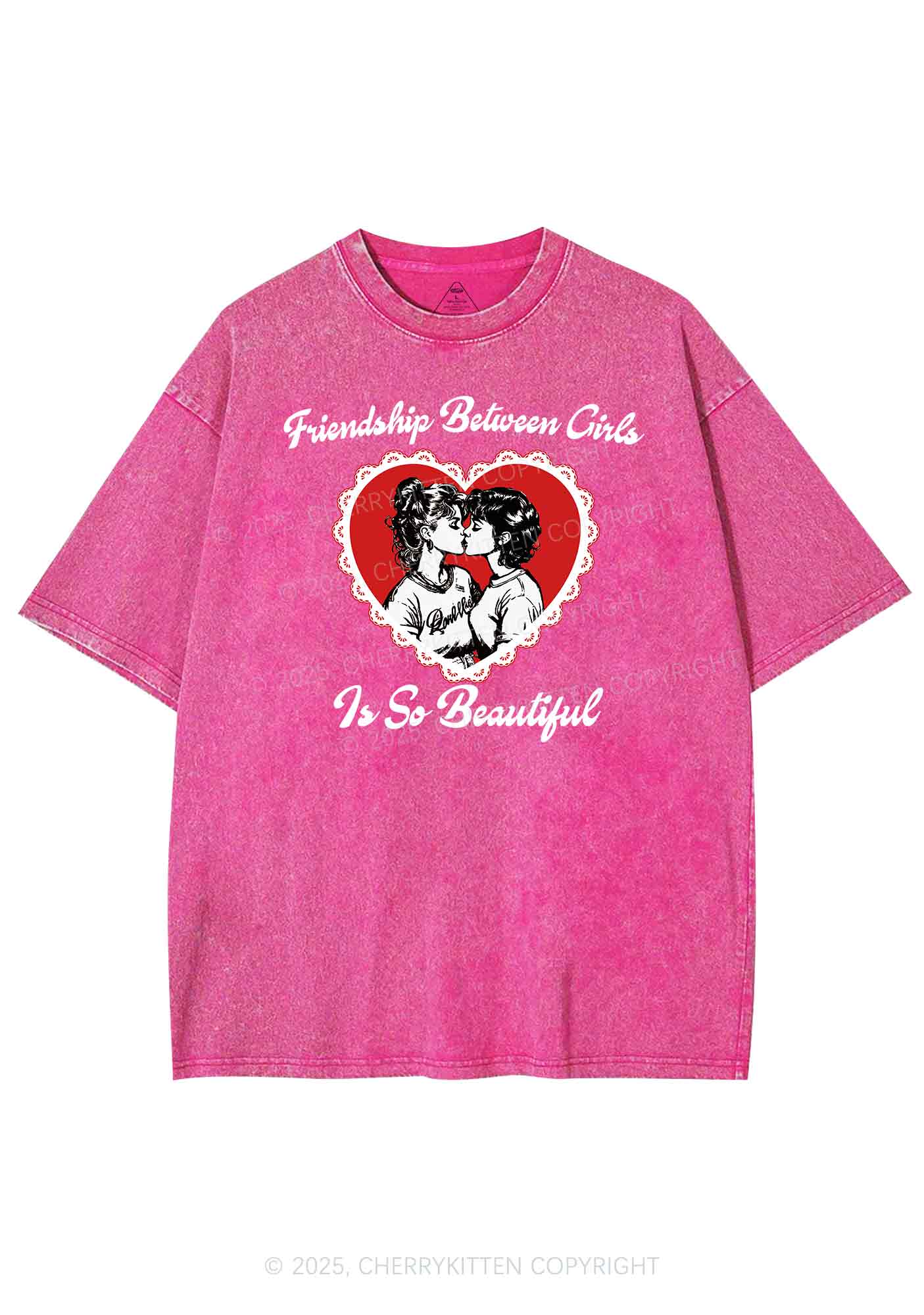 Friendship Between Girls Pride Y2K Shirts Washed Tee Cherrykitten - Image 4