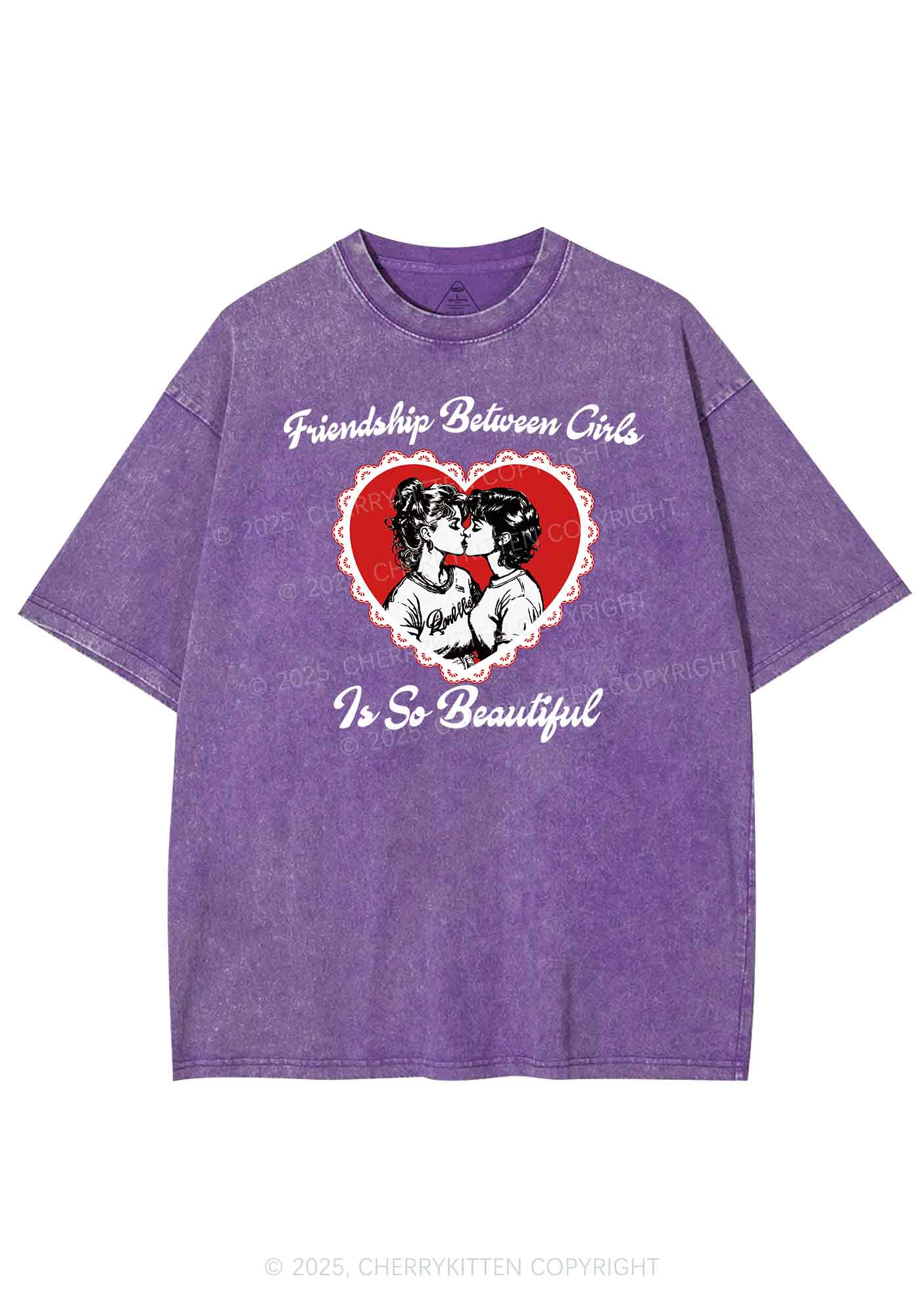 Friendship Between Girls Pride Y2K Shirts Washed Tee Cherrykitten - Image 5