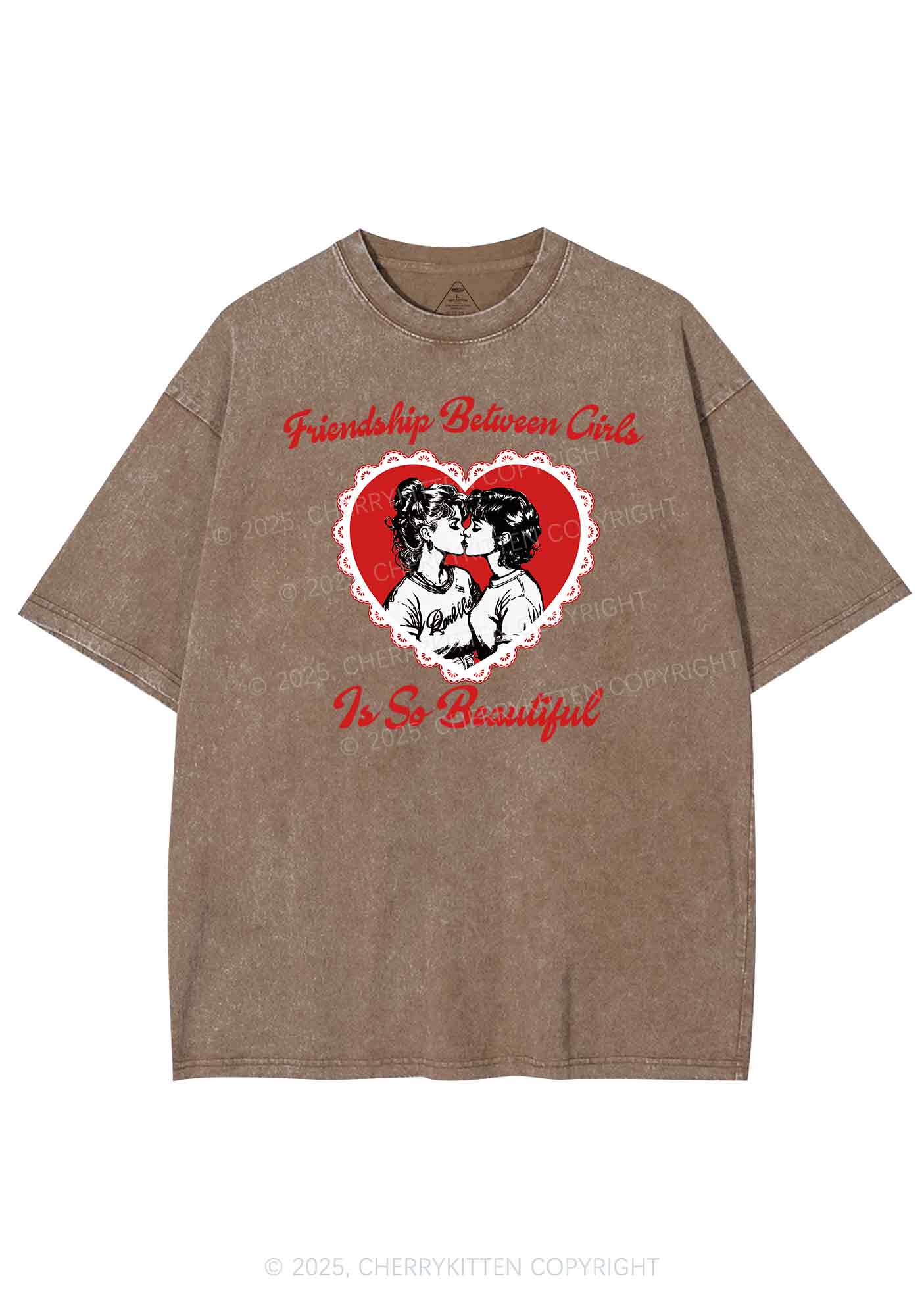 Friendship Between Girls Pride Y2K Shirts Washed Tee Cherrykitten - Image 7