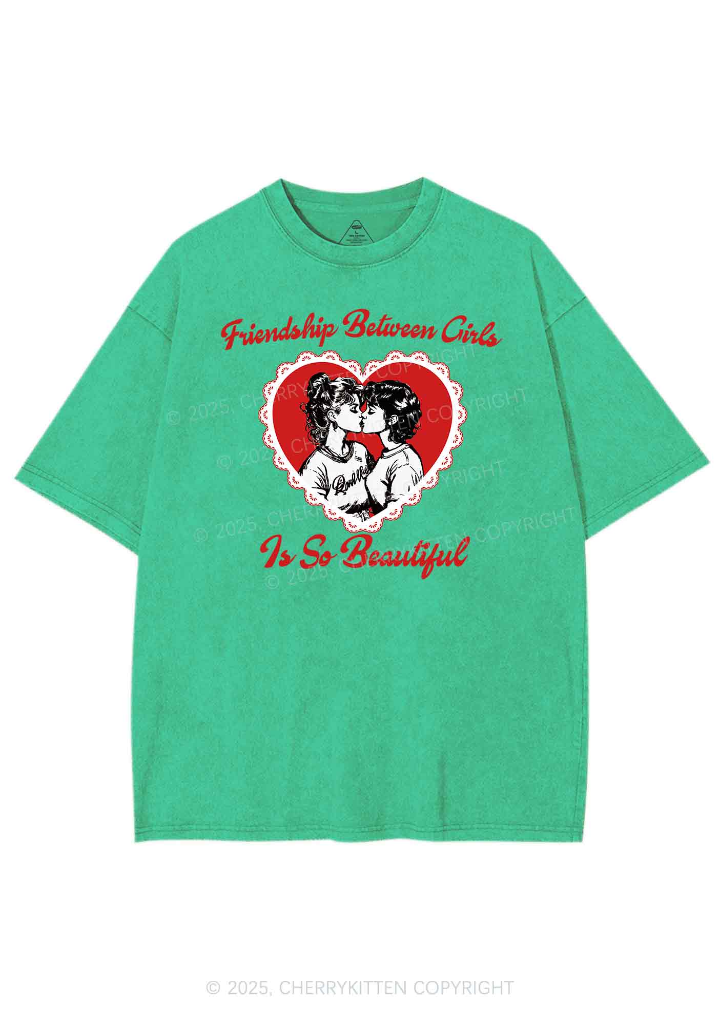 Friendship Between Girls Pride Y2K Shirts Washed Tee Cherrykitten - Image 8
