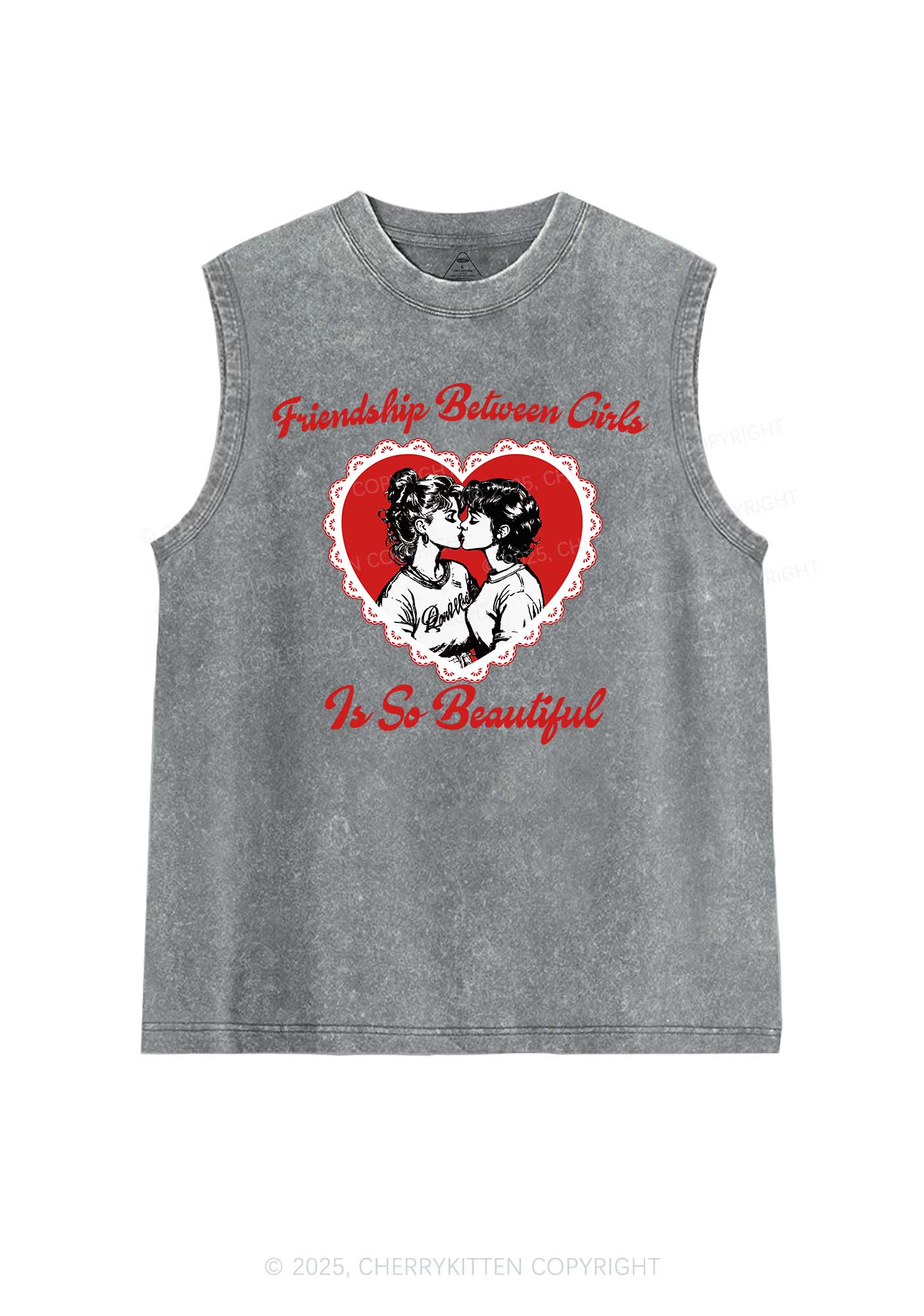 Friendship Between Girls Pride Y2K Washed Muscle Tank Cherrykitten - Image 5