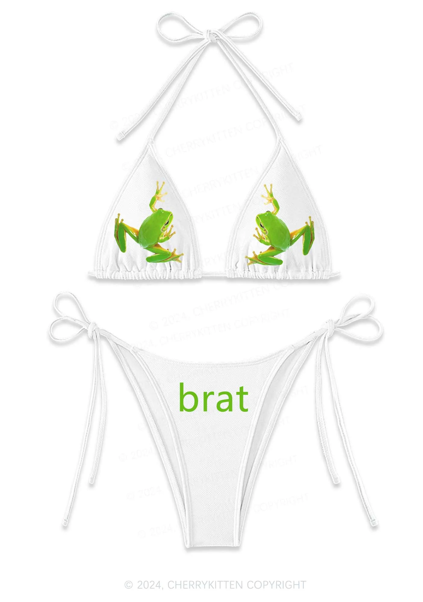 Frog Brat Y2K Halter Triangle Bikini Set Cherrykitten - Image 3