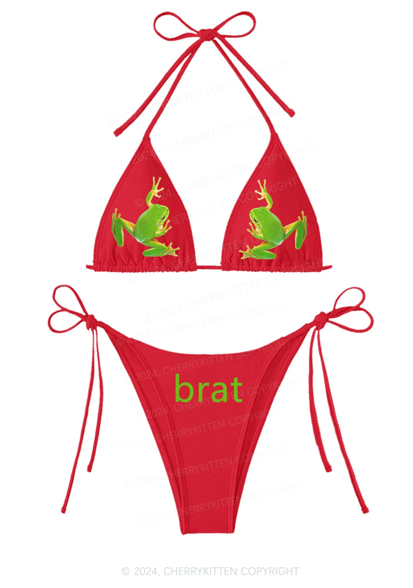 Frog Brat Y2K Halter Triangle Bikini Set Cherrykitten - Image 4