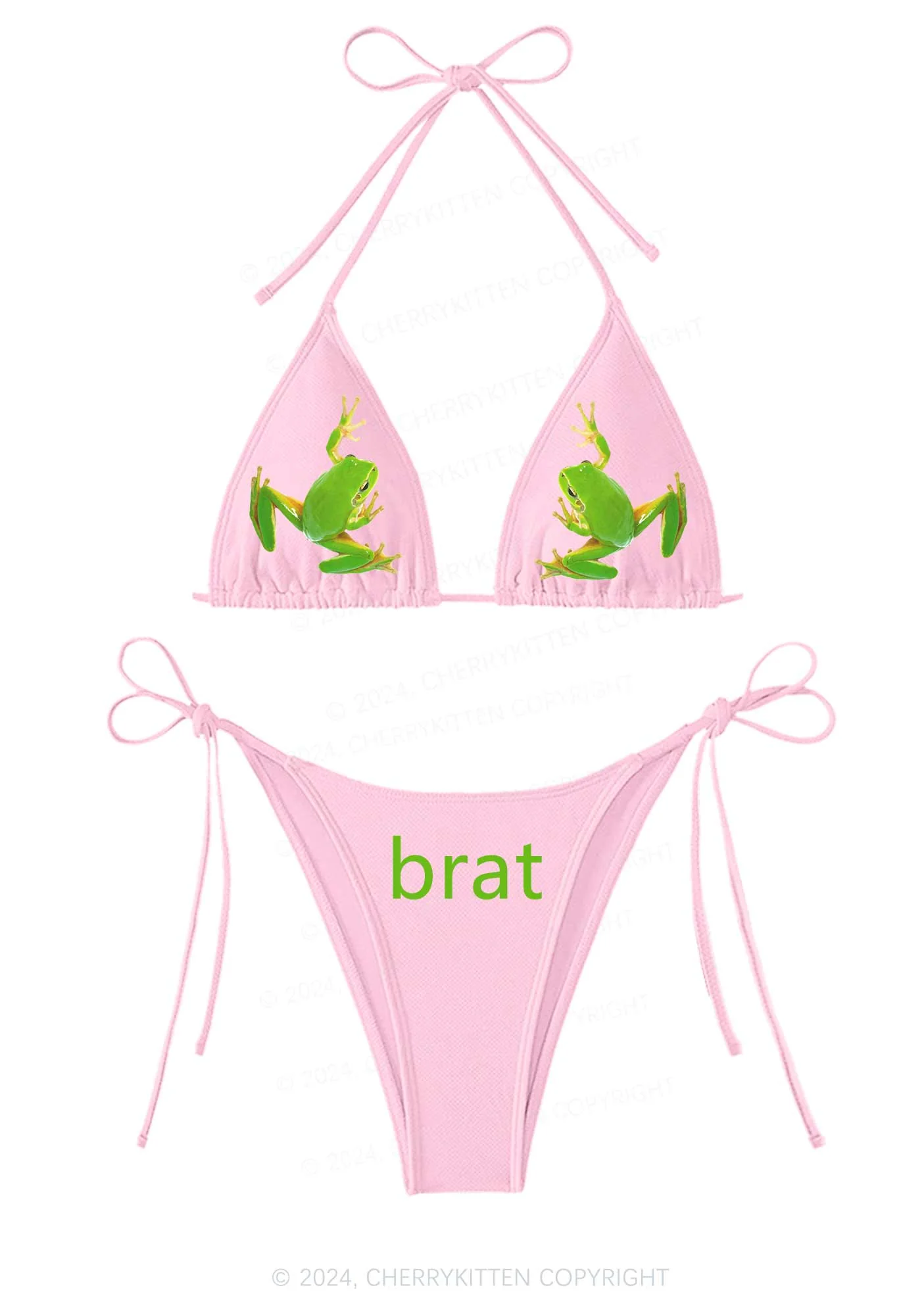 Frog Brat Y2K Halter Triangle Bikini Set Cherrykitten - Image 5