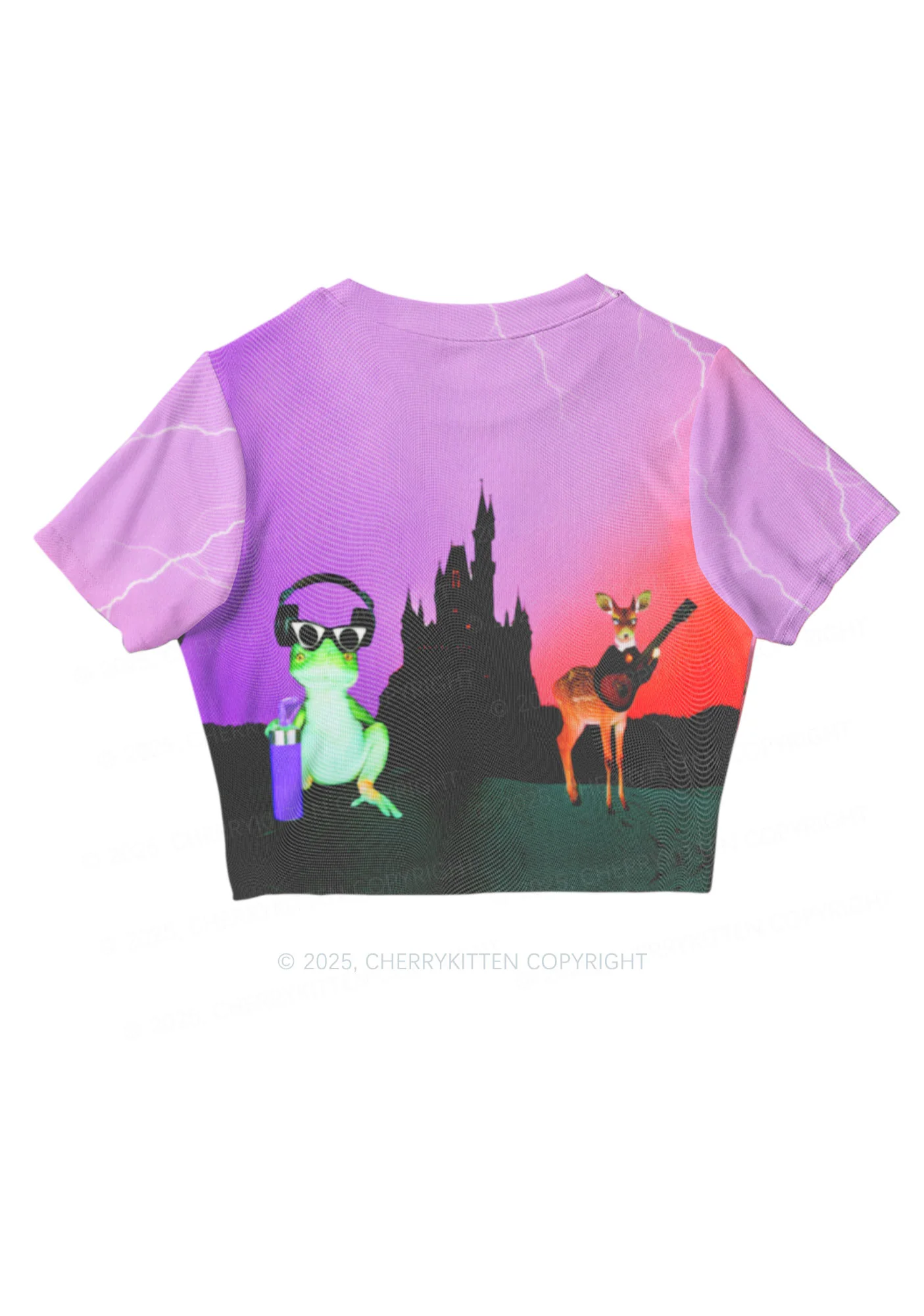 Frog Deer Castle Y2K Mesh Crop Top Cherrykitten - Image 3