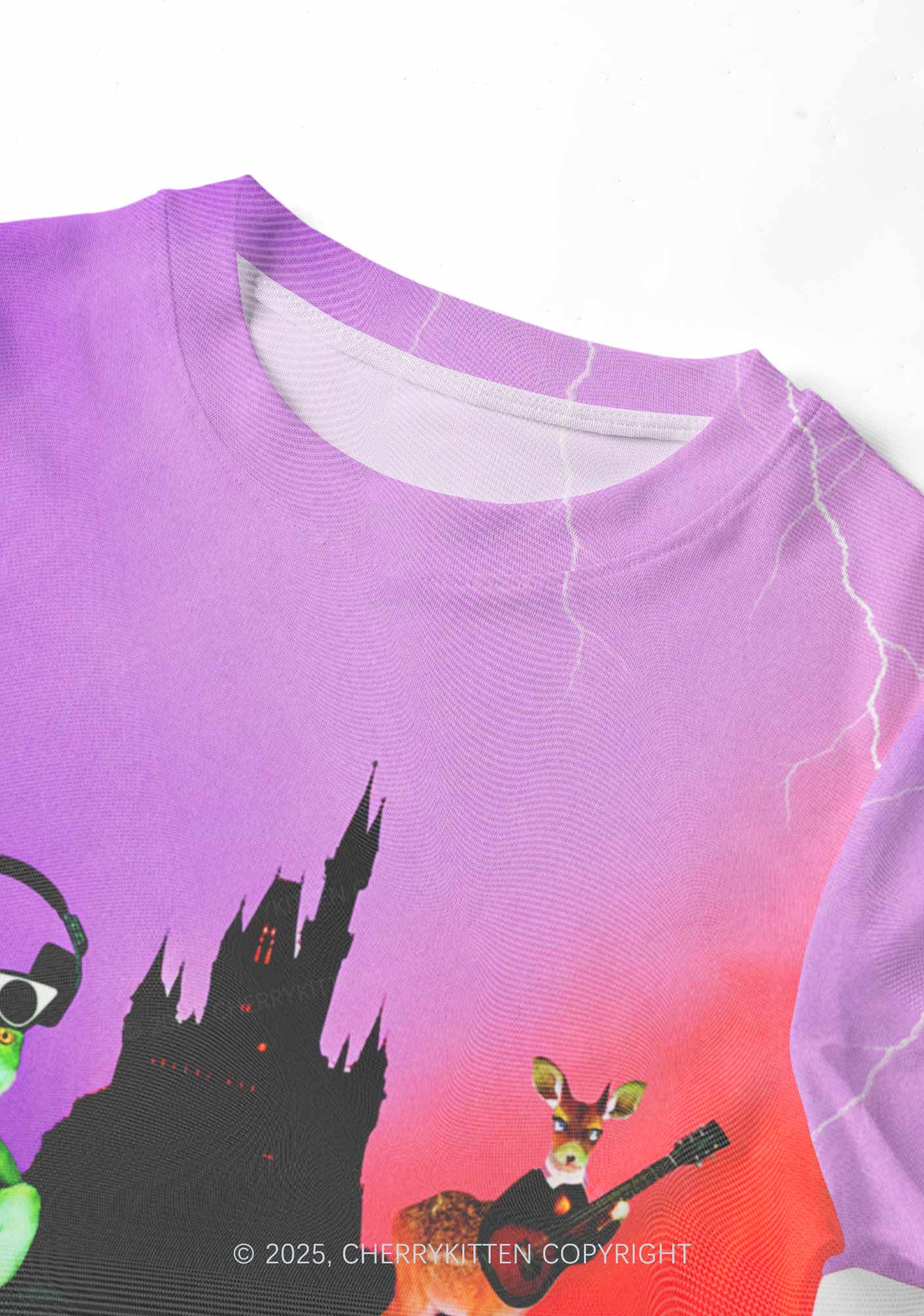 Frog Deer Castle Y2K Mesh Crop Top Cherrykitten - Image 4