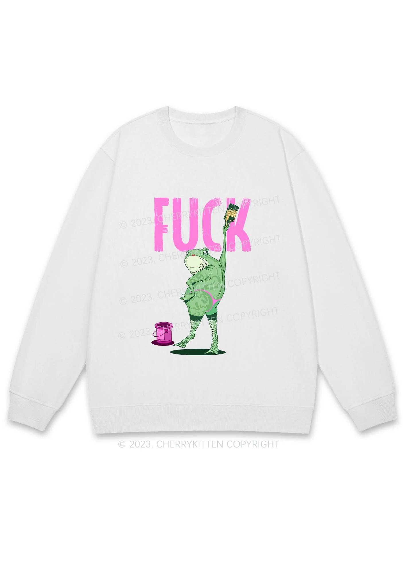 Frog Painting Fxck Y2K Sweatshirt Cherrykitten - Image 4