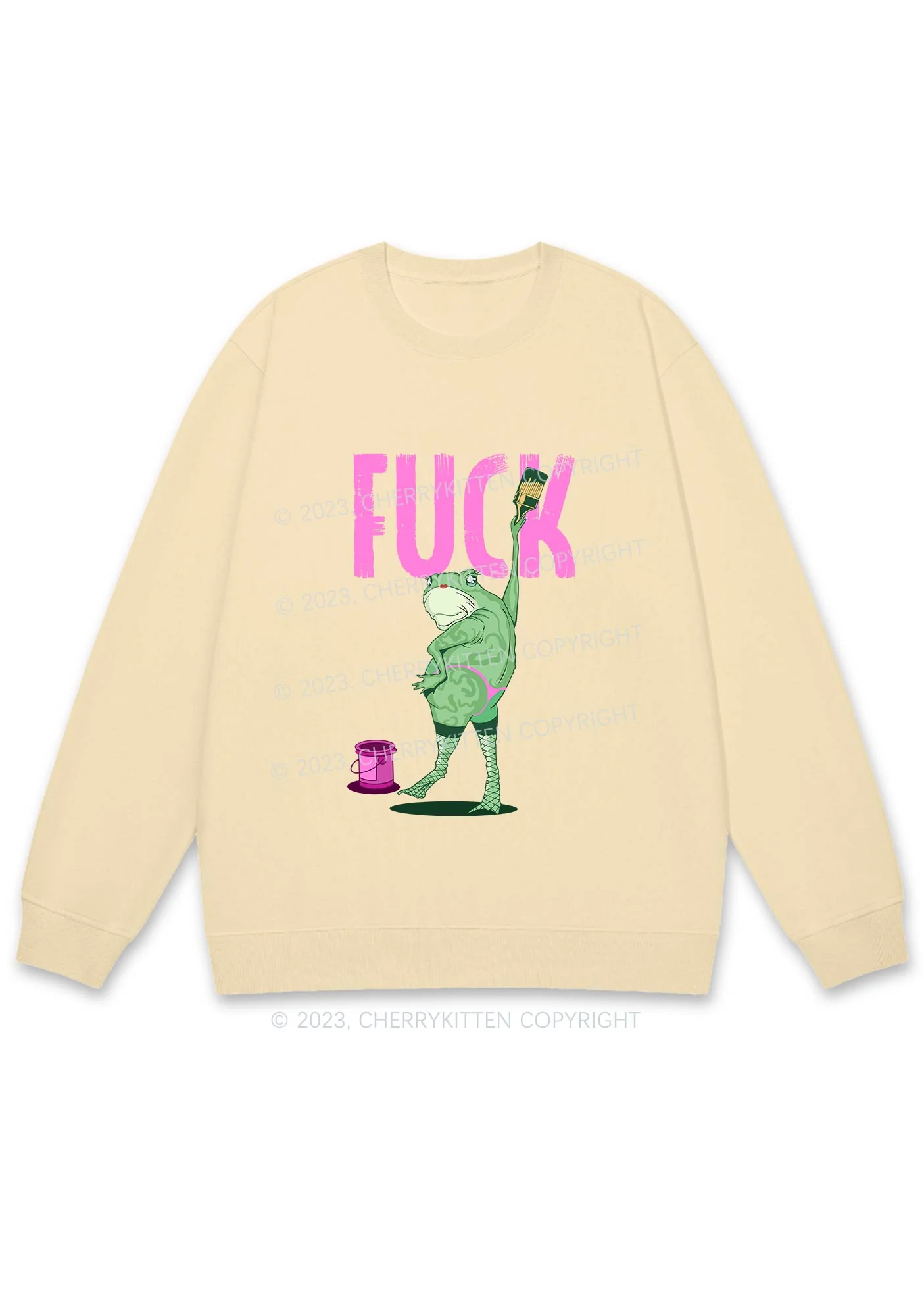 Frog Painting Fxck Y2K Sweatshirt Cherrykitten - Image 6