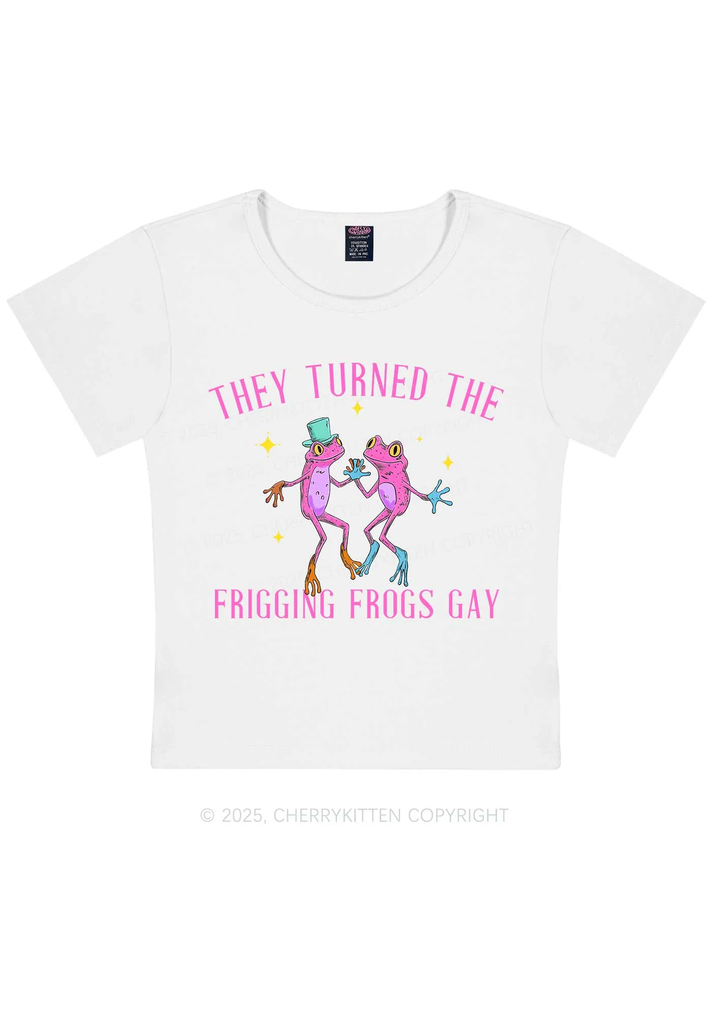 Frogs Gay Pride Y2K Baby Tee Cherrykitten - Image 4