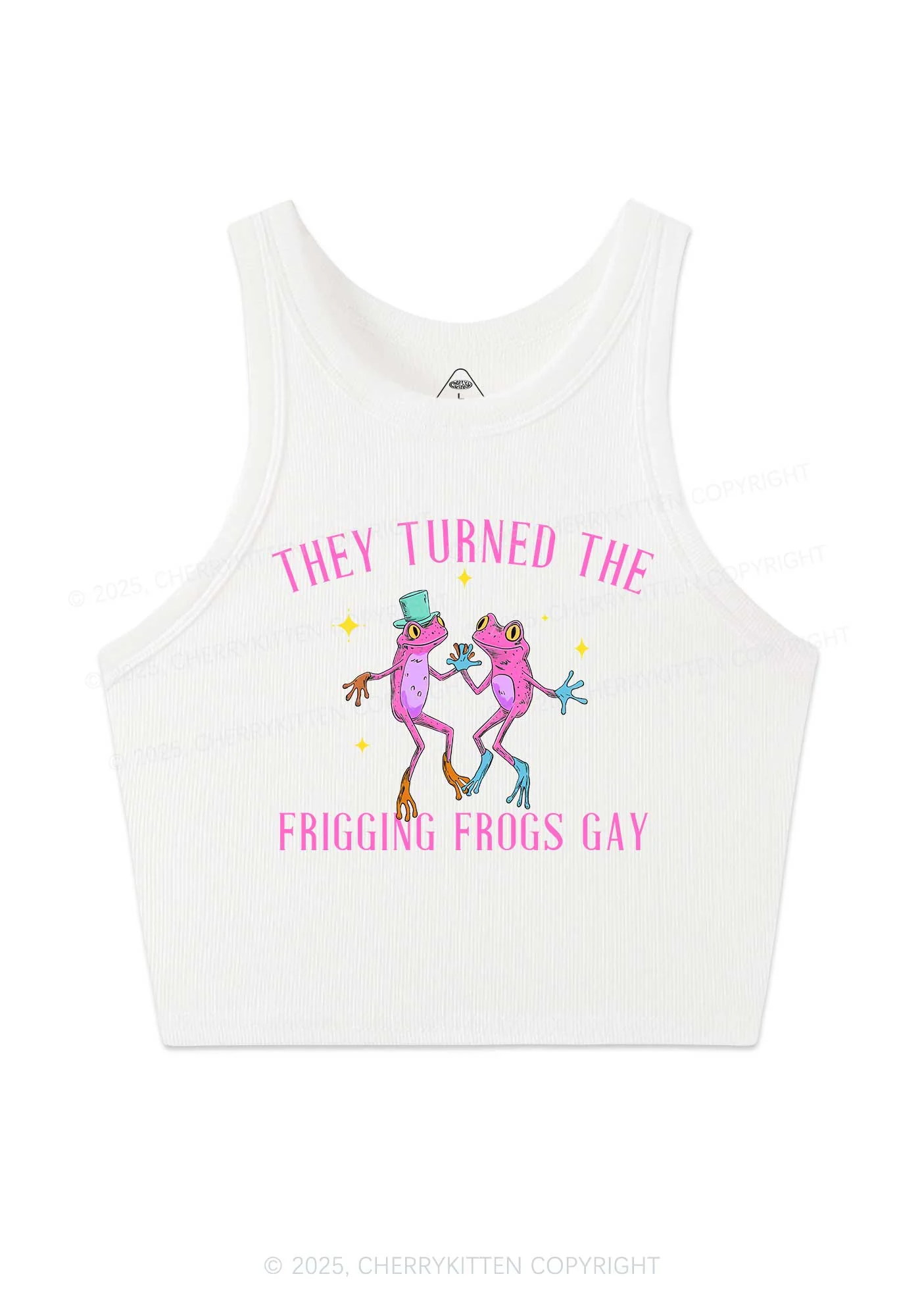 Frogs Gay Pride Y2K Crop Tank Top Cherrykitten - Image 3