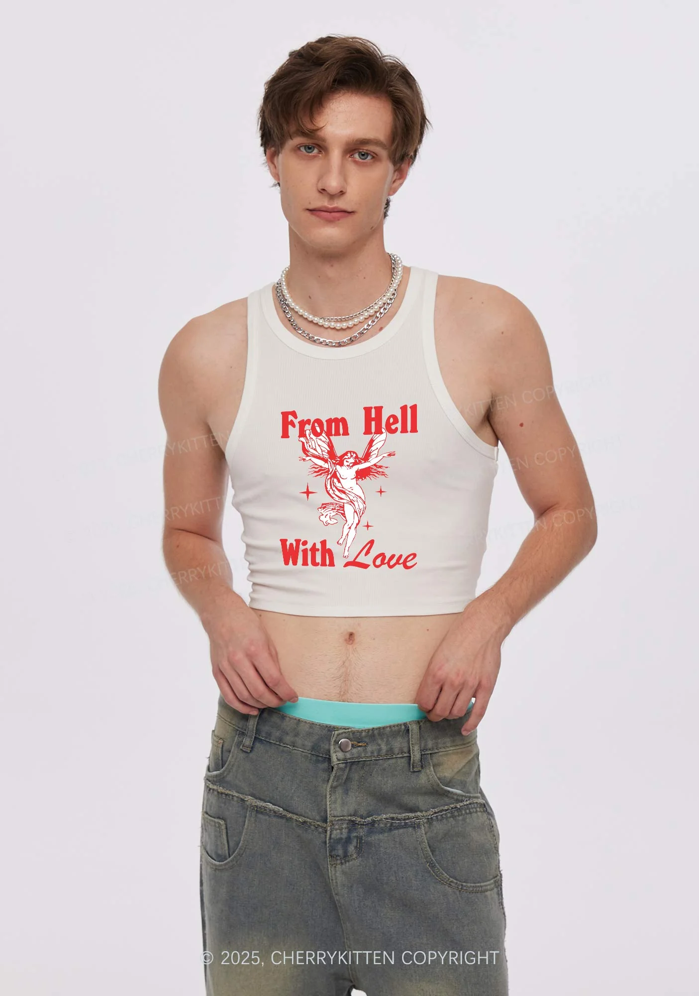 From Hall With Love Y2K Crop Tank Top Cherrykitten - Image 2