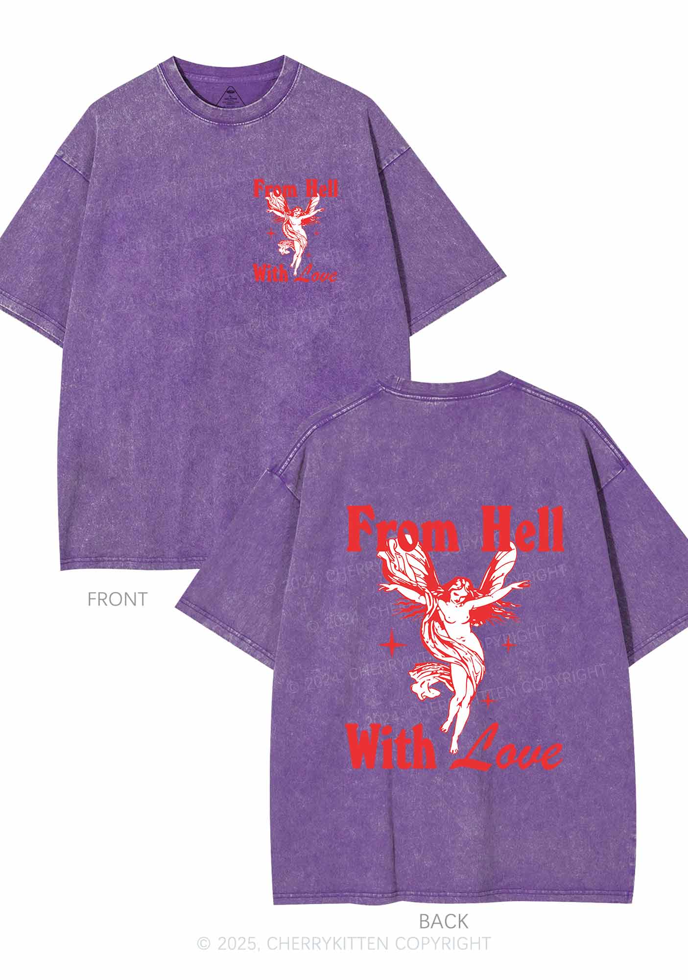 From Hell With Love Two Sides Y2K Shirts Washed Tee Cherrykitten - Image 5