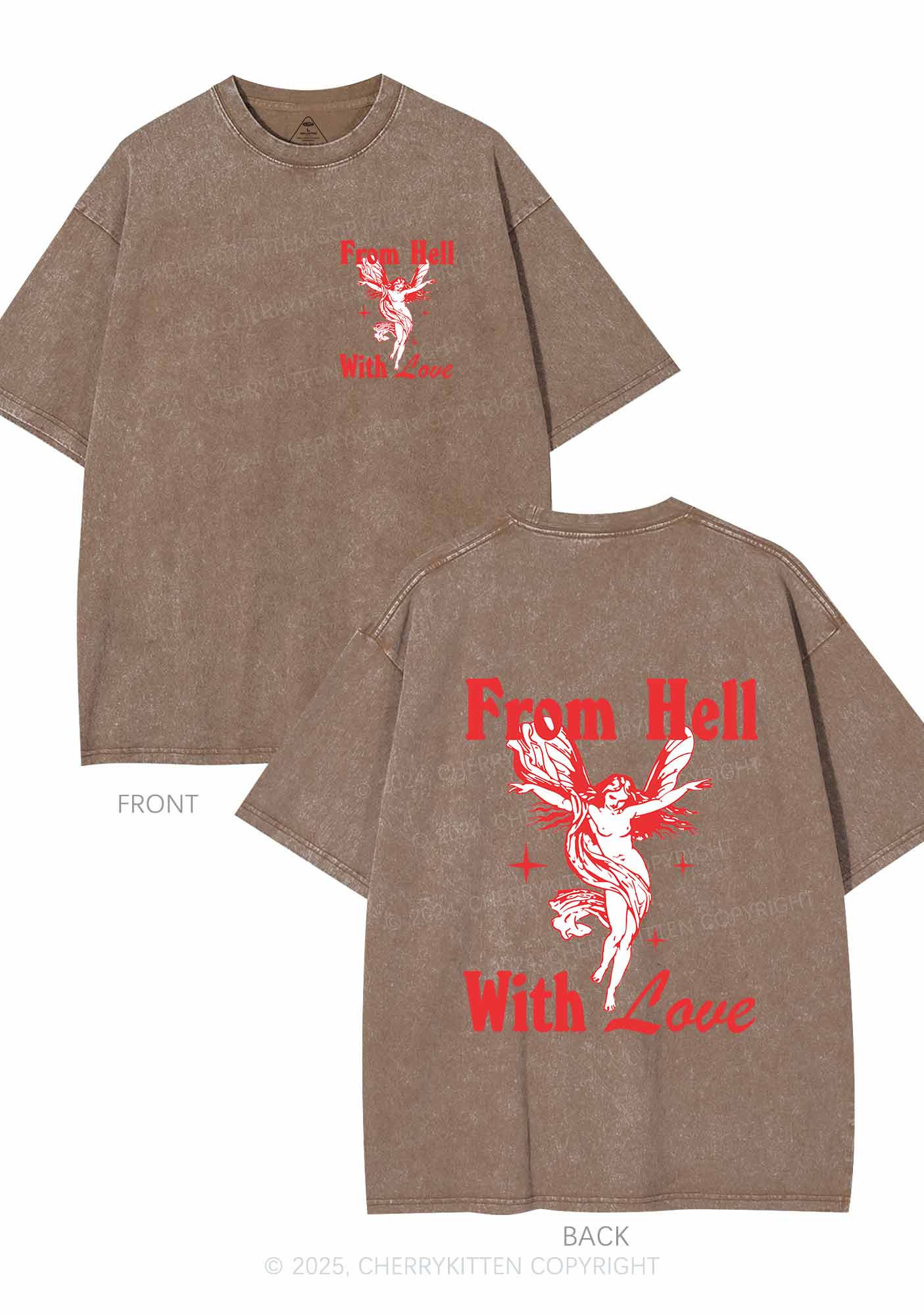 From Hell With Love Two Sides Y2K Shirts Washed Tee Cherrykitten - Image 6