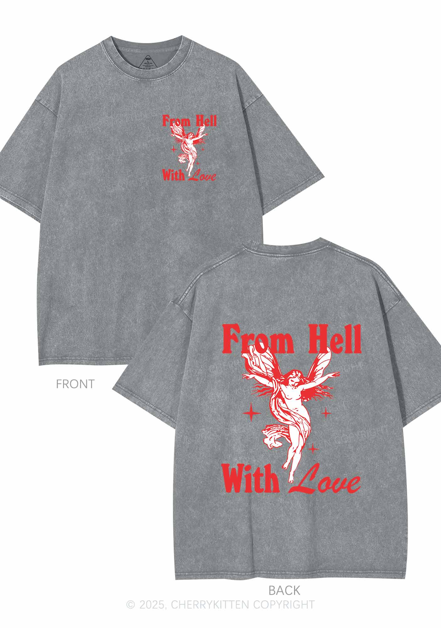 From Hell With Love Two Sides Y2K Shirts Washed Tee Cherrykitten - Image 7