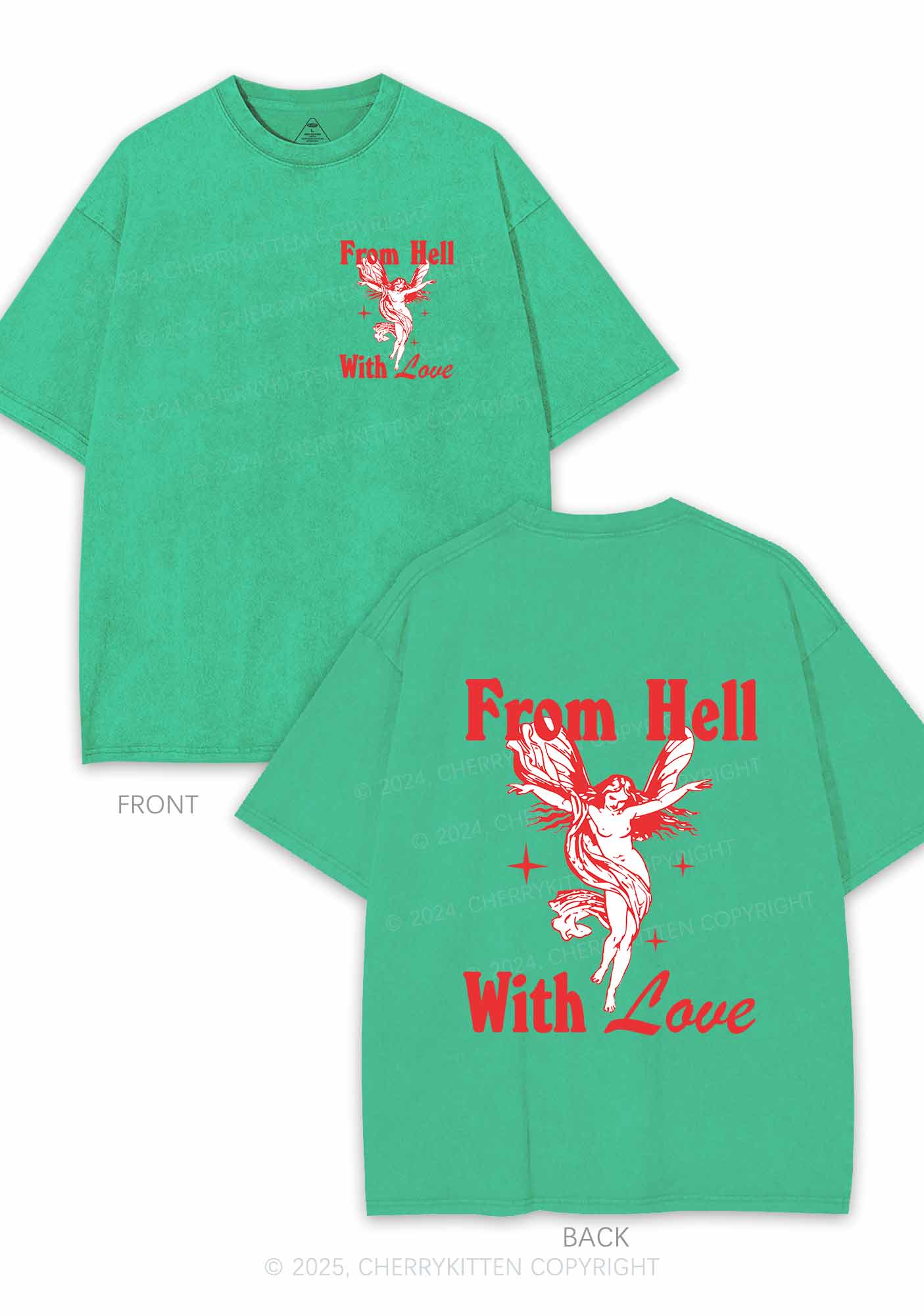 From Hell With Love Two Sides Y2K Shirts Washed Tee Cherrykitten - Image 8