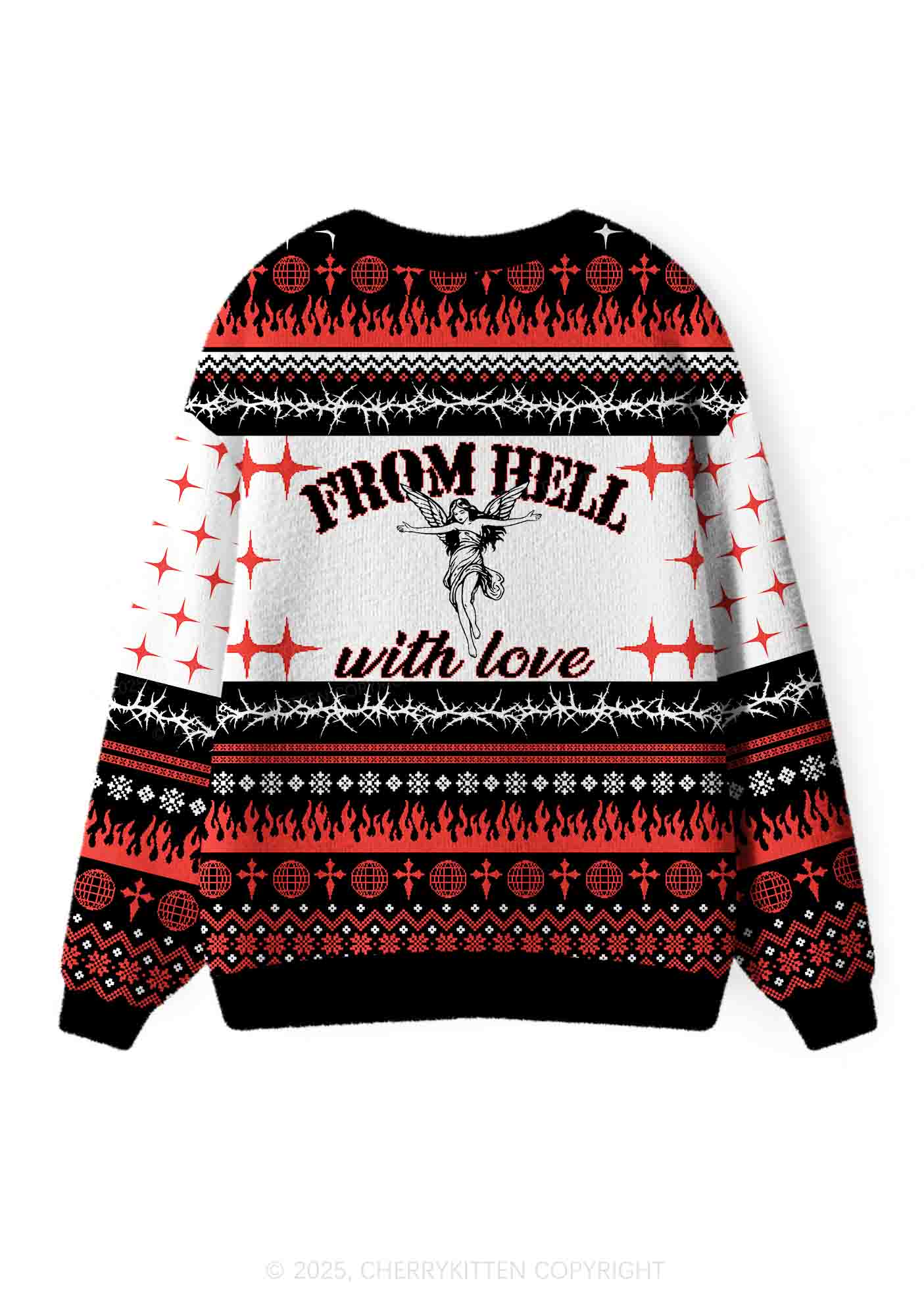 From Hell With Love Y2K Christmas Cardigan Knit Sweatshirt Cherrykitten - Image 3