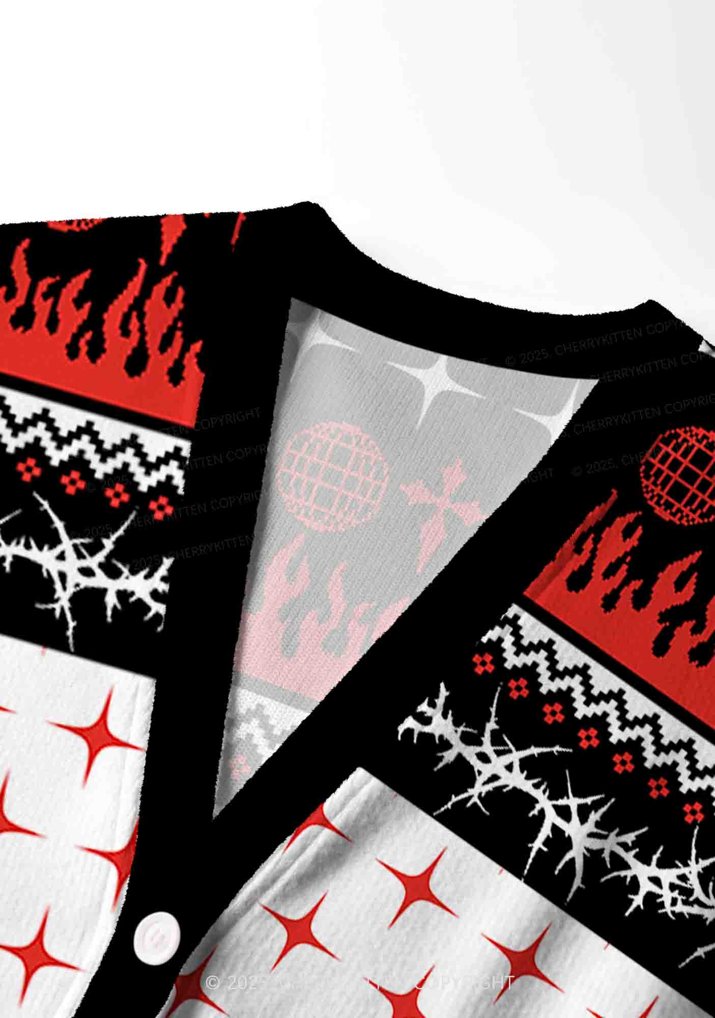From Hell With Love Y2K Christmas Cardigan Knit Sweatshirt Cherrykitten - Image 5