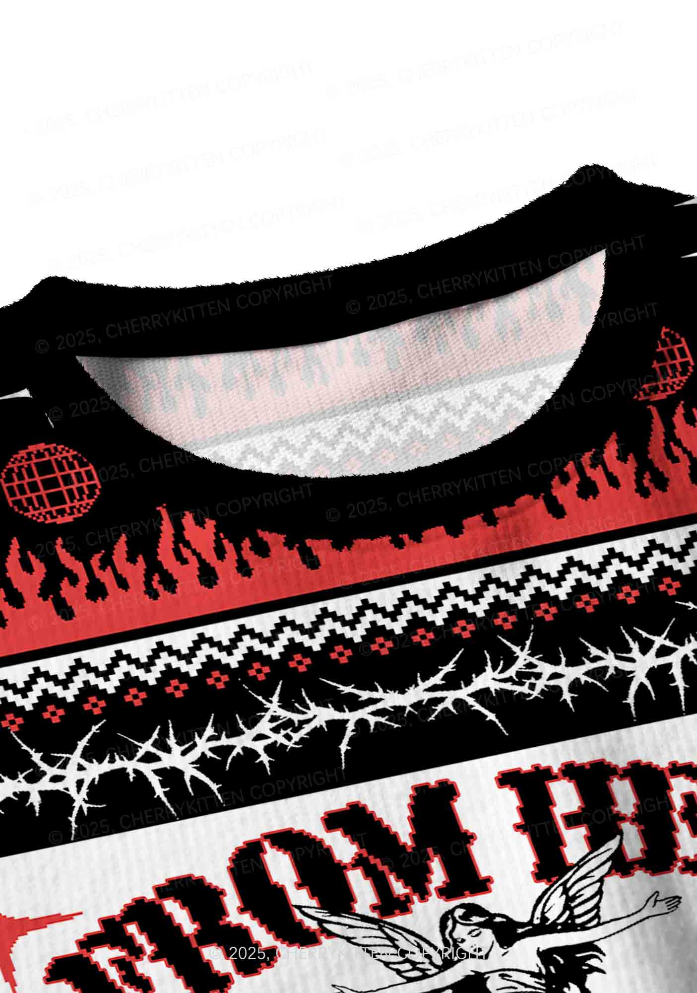 From Hell With Love Y2K Christmas Crop Knit Sweatshirt Cherrykitten - Image 4