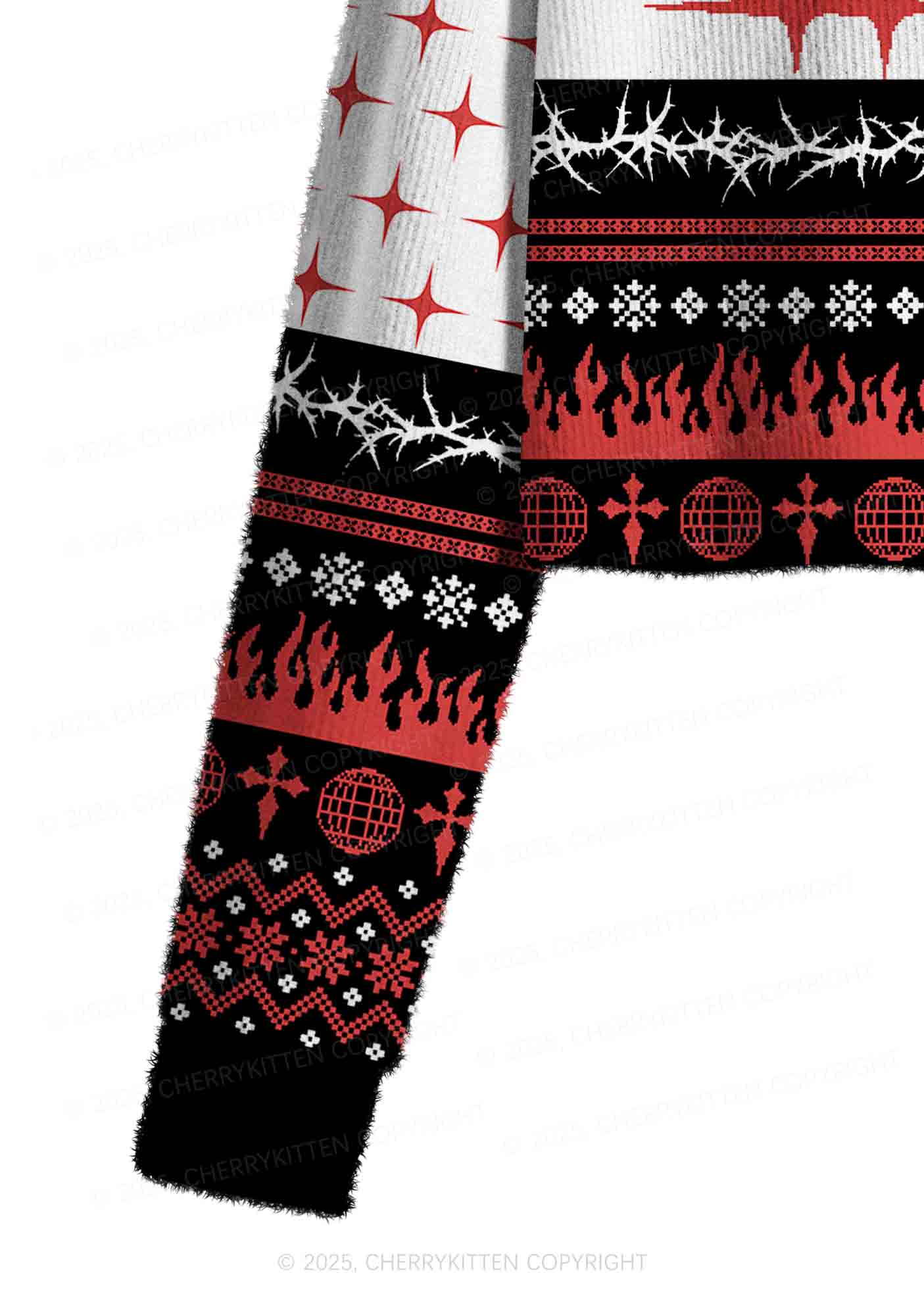 From Hell With Love Y2K Christmas Crop Knit Sweatshirt Cherrykitten - Image 5