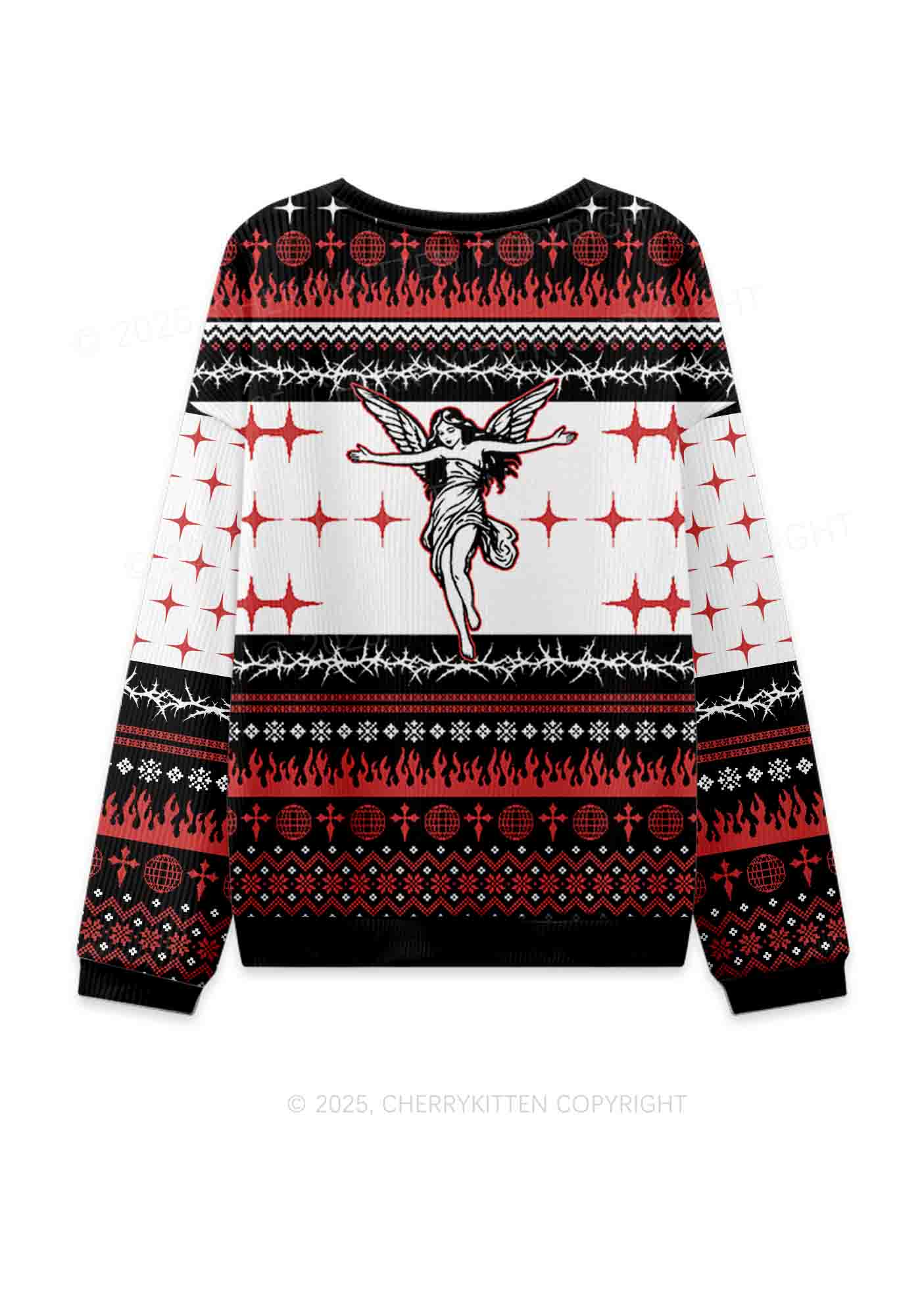 From Hell With Love Y2K Christmas Knit Sweatshirt Cherrykitten - Image 2
