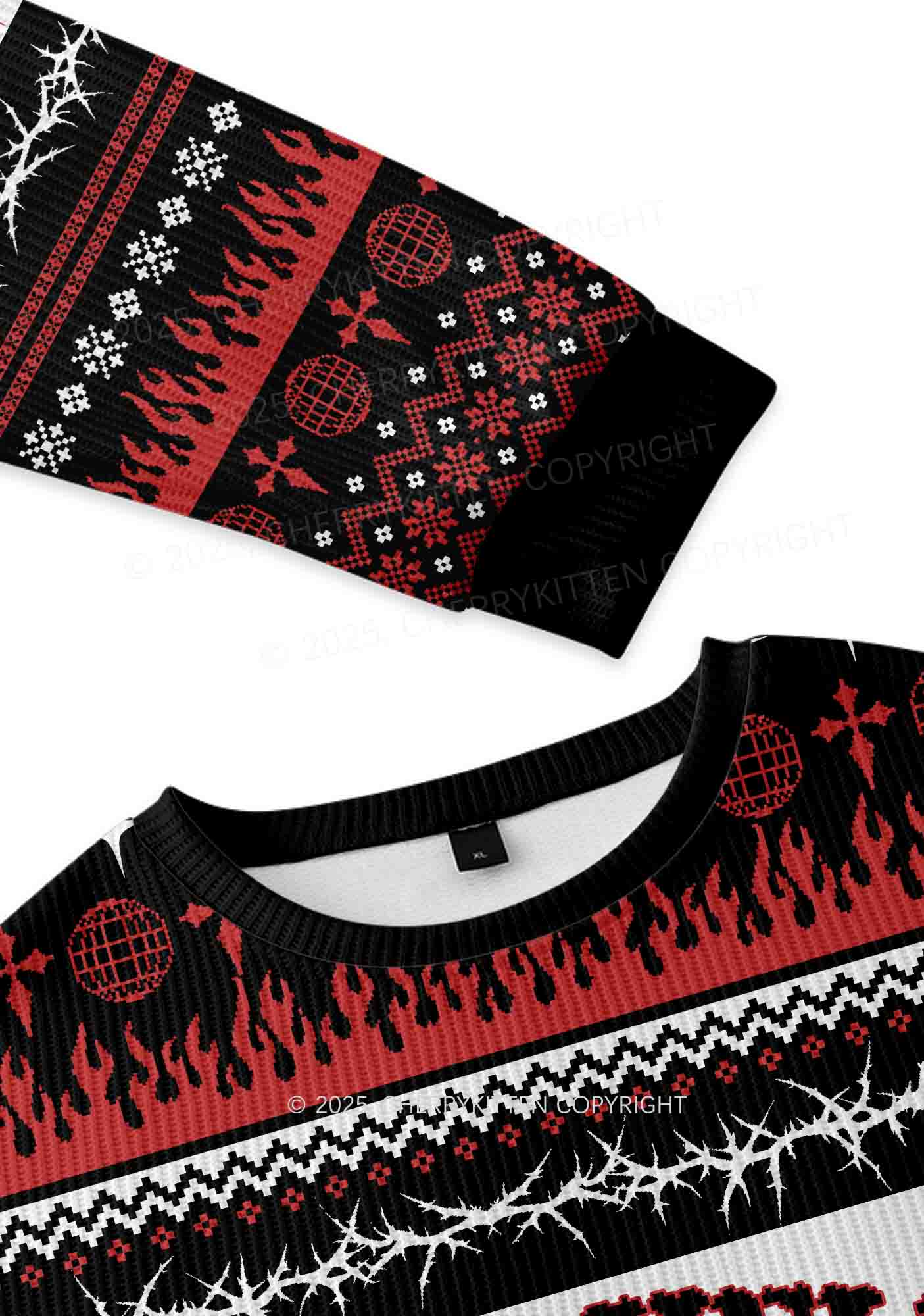 From Hell With Love Y2K Christmas Knit Sweatshirt Cherrykitten - Image 3