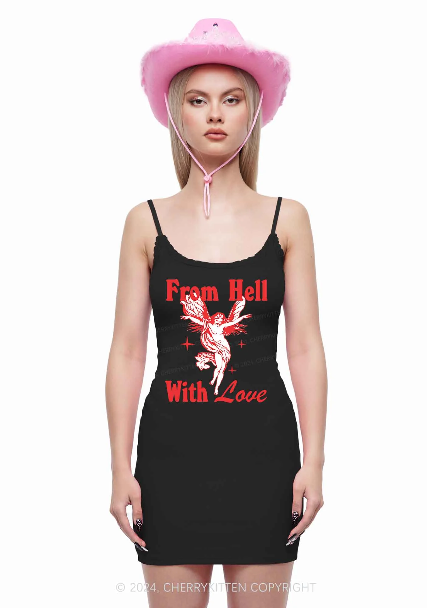 From Hell With Love Y2K Lace Slip Dress Cherrykitten - Image 2