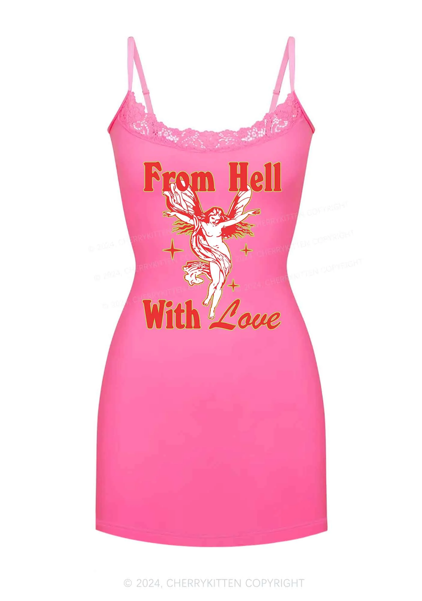 From Hell With Love Y2K Lace Slip Dress Cherrykitten - Image 3