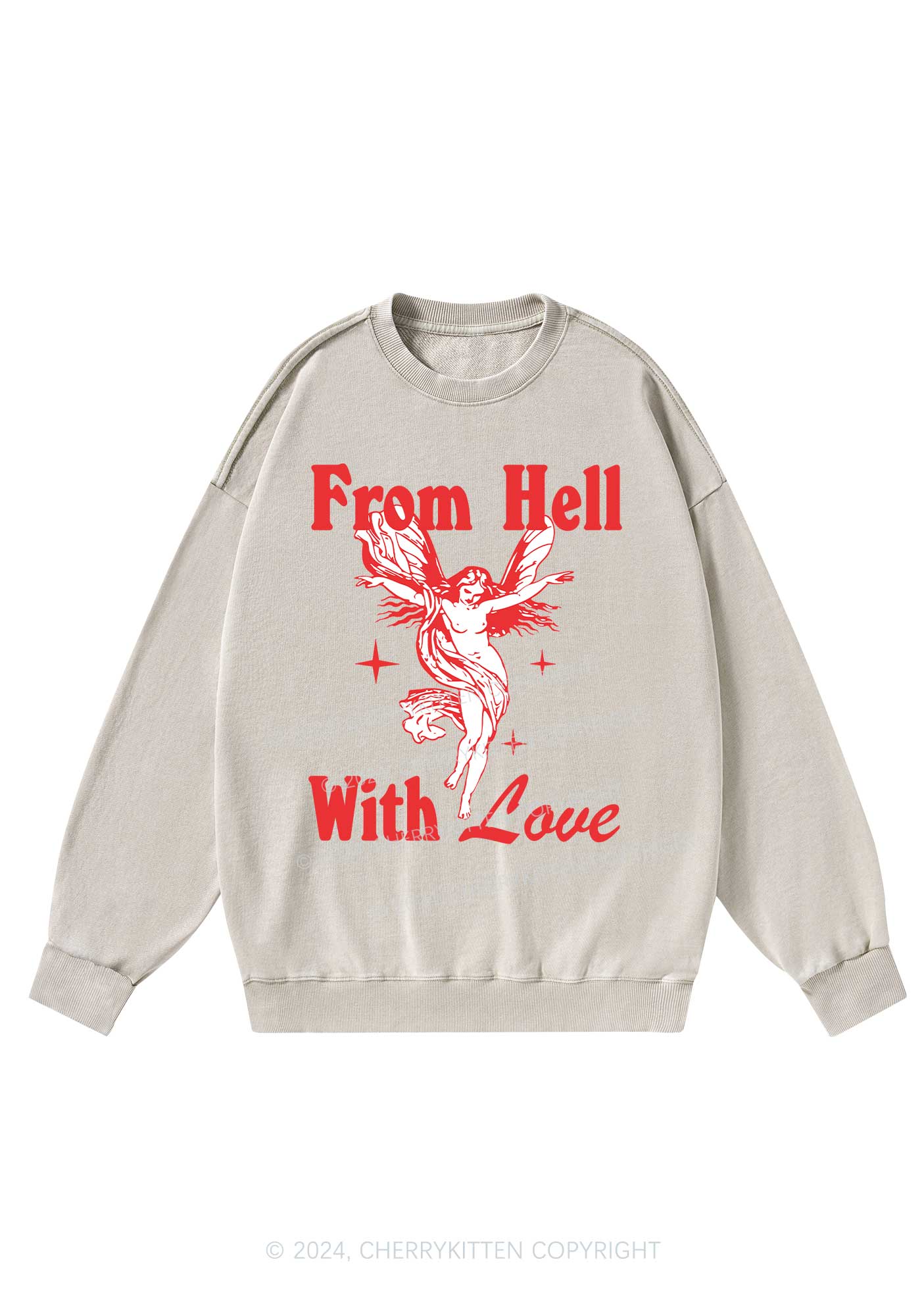 From Hell With Love Y2K Washed Sweatshirts Cherrykitten - Image 3