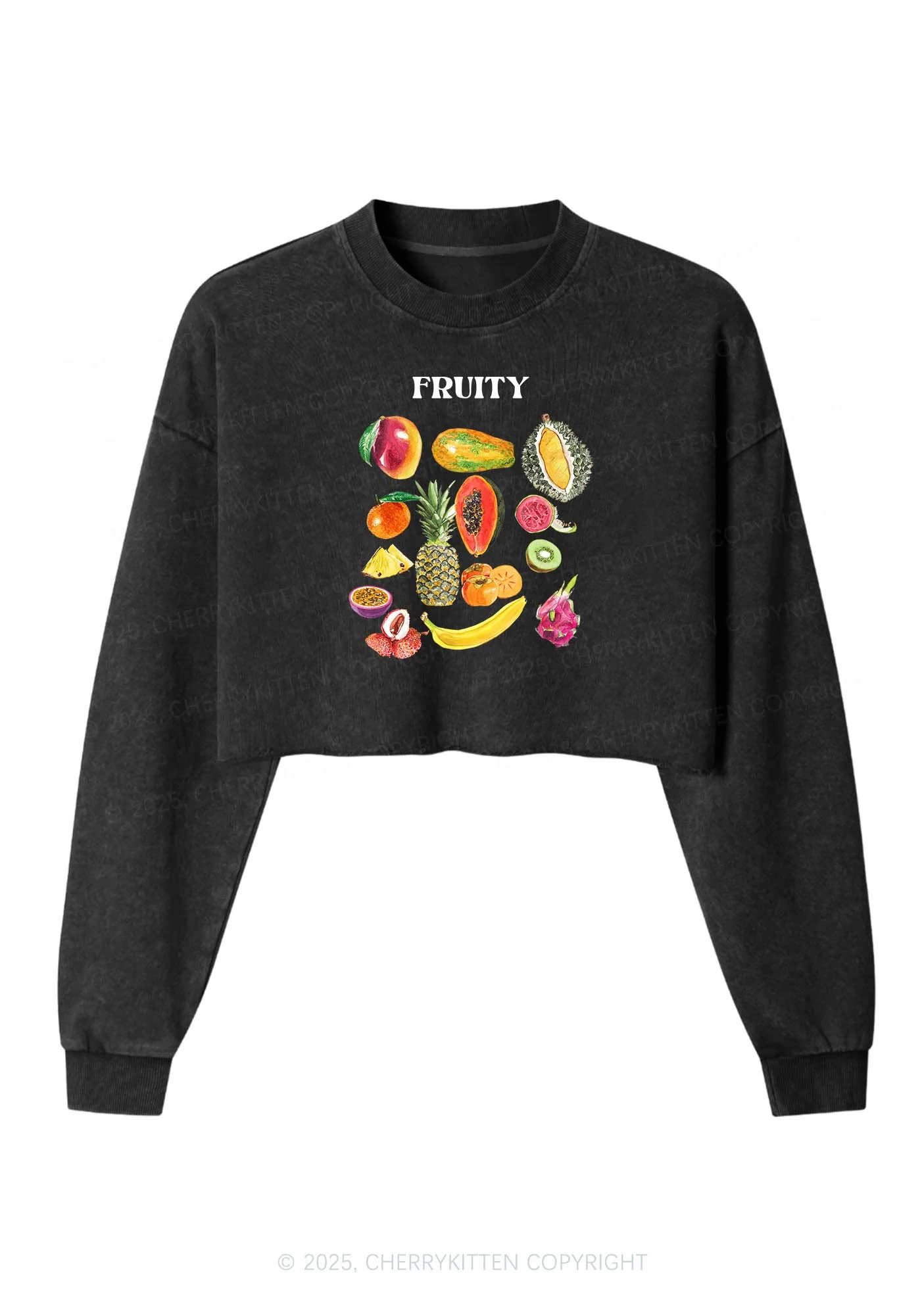 Fruity Pride Y2K Crop Washed Sweatshirts Cherrykitten - Image 3