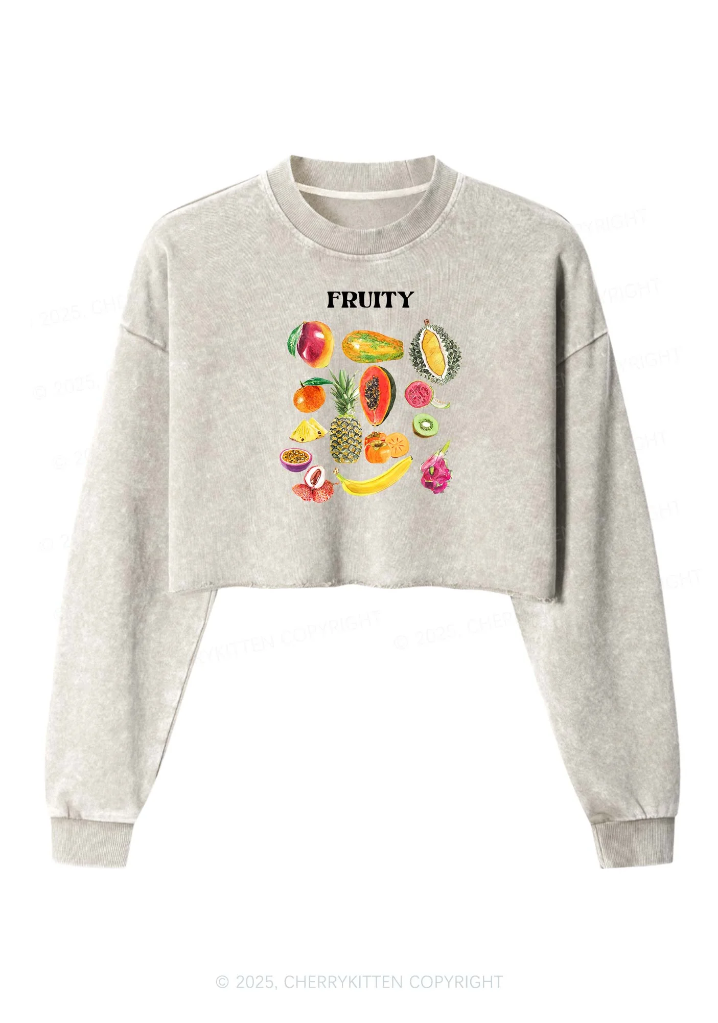Fruity Pride Y2K Crop Washed Sweatshirts Cherrykitten - Image 4
