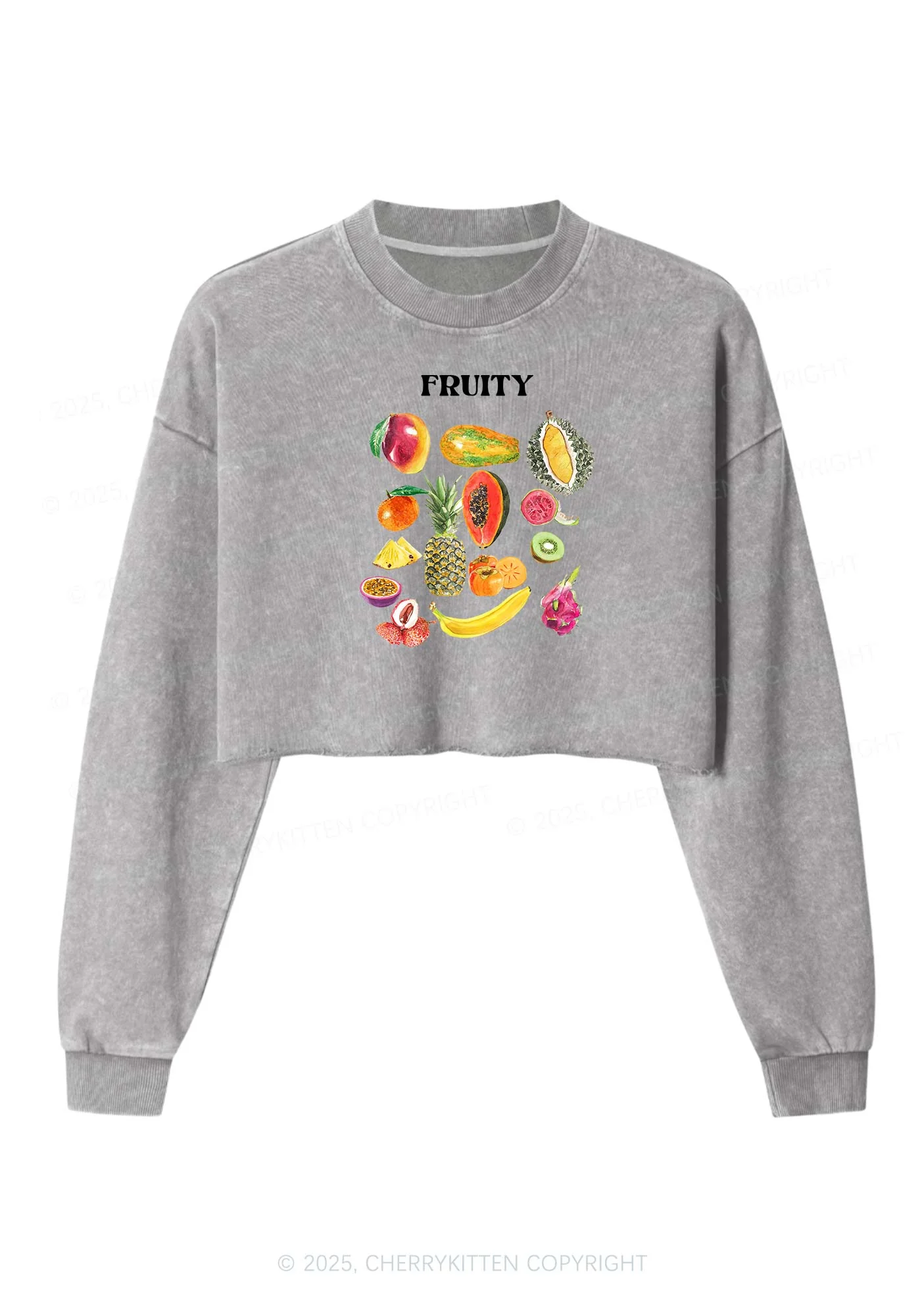 Fruity Pride Y2K Crop Washed Sweatshirts Cherrykitten - Image 5