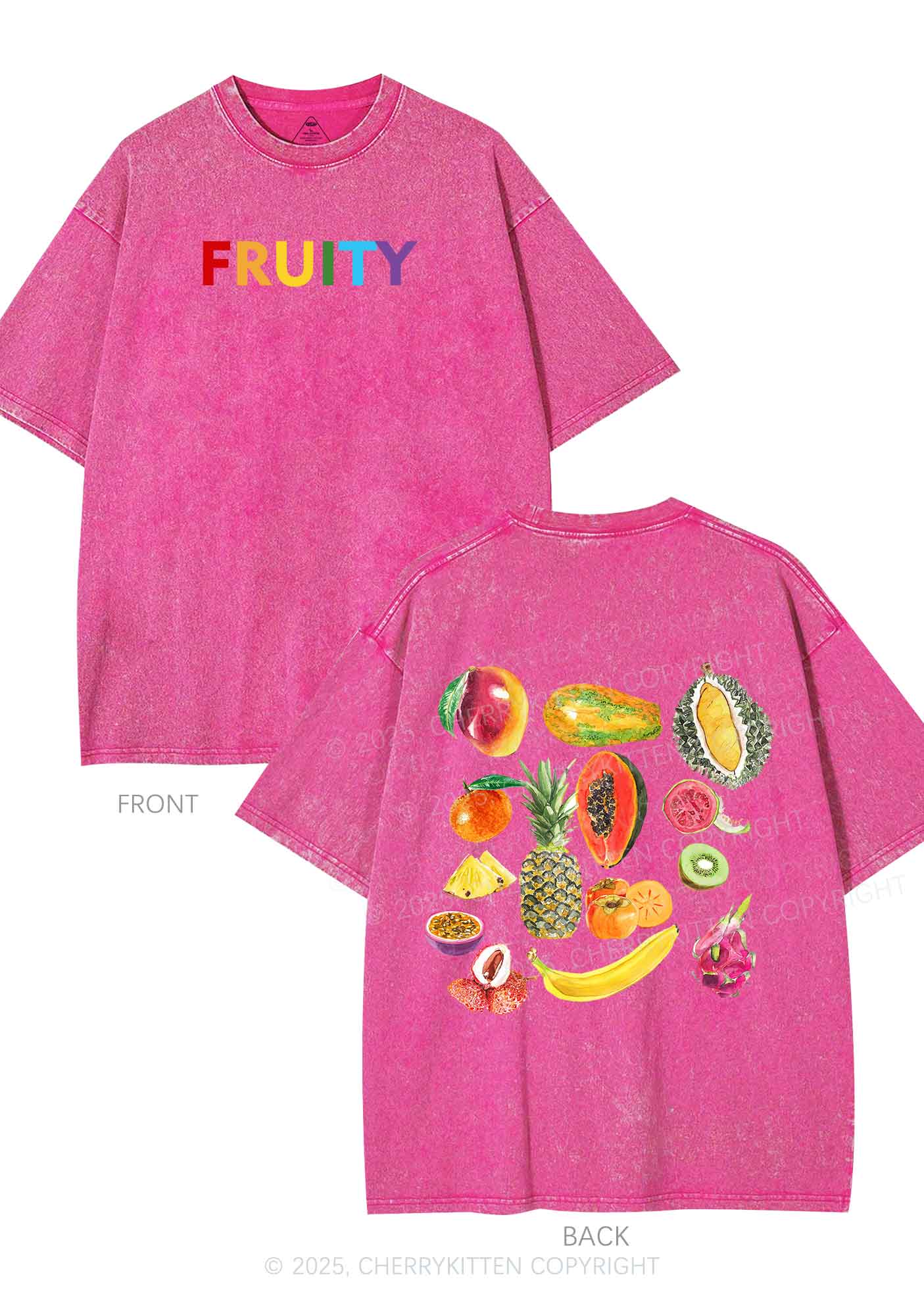 Fruity Two Sides Pride Y2K Shirts Washed Tee Cherrykitten - Image 4